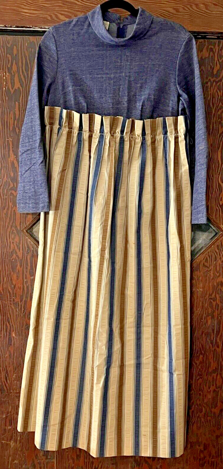 Vtg Custom Made Phil Jacobs Kansas City Prairie Empire Waist Gingham Maxi Dress
