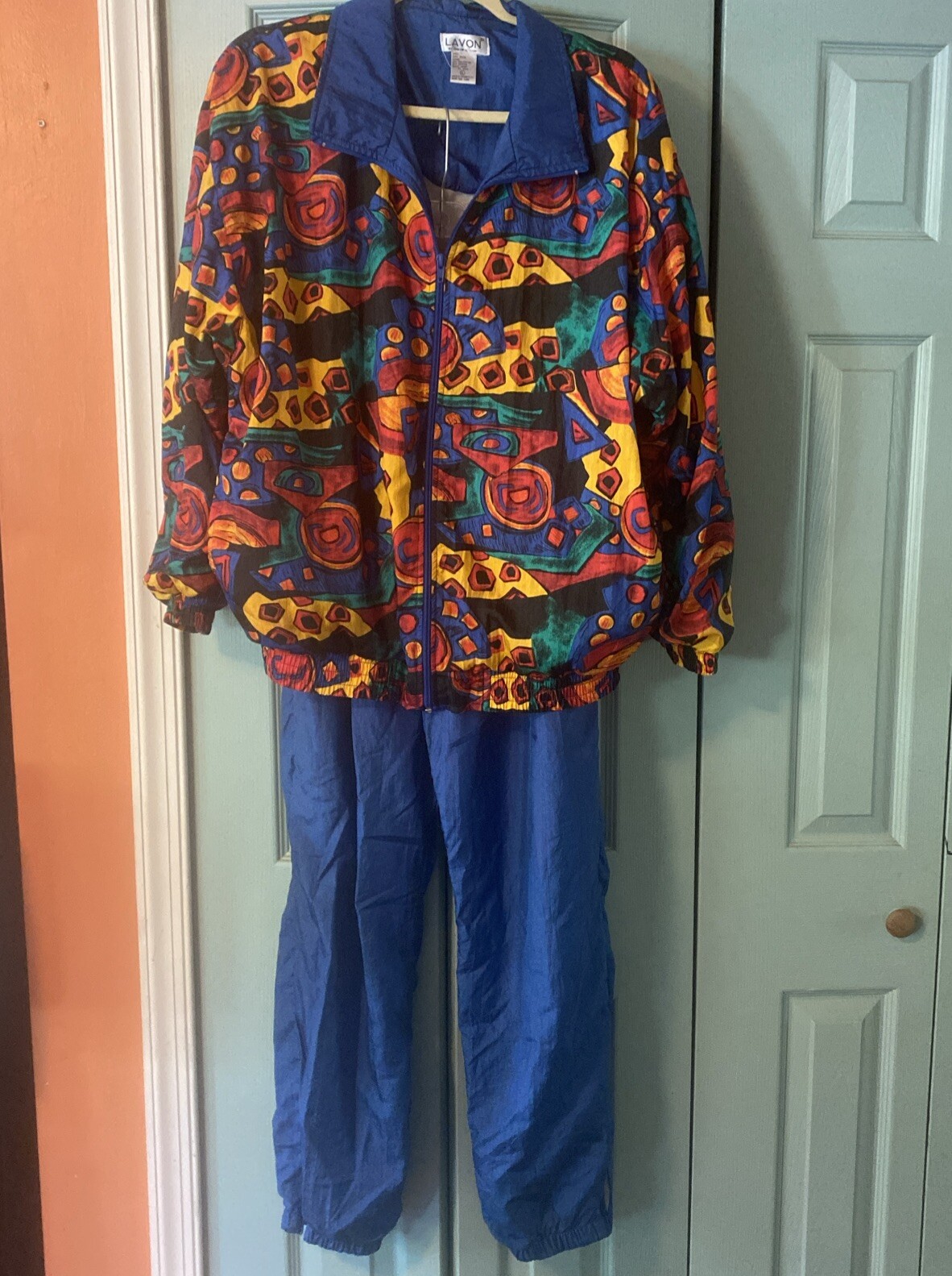 Vintage Nylon 90’s Track Suit Lavon Patterned Large