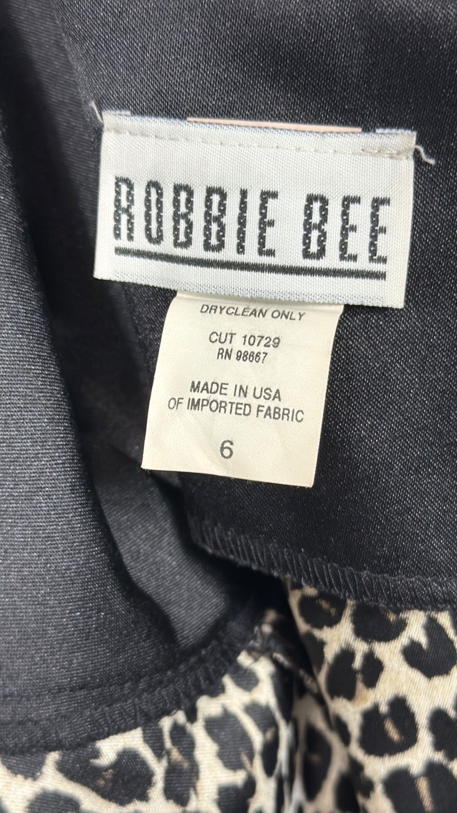 Vintage Bobbie Bee Leopard Print Bodycon Dress Size 6 Sexy Feminine USA Mini