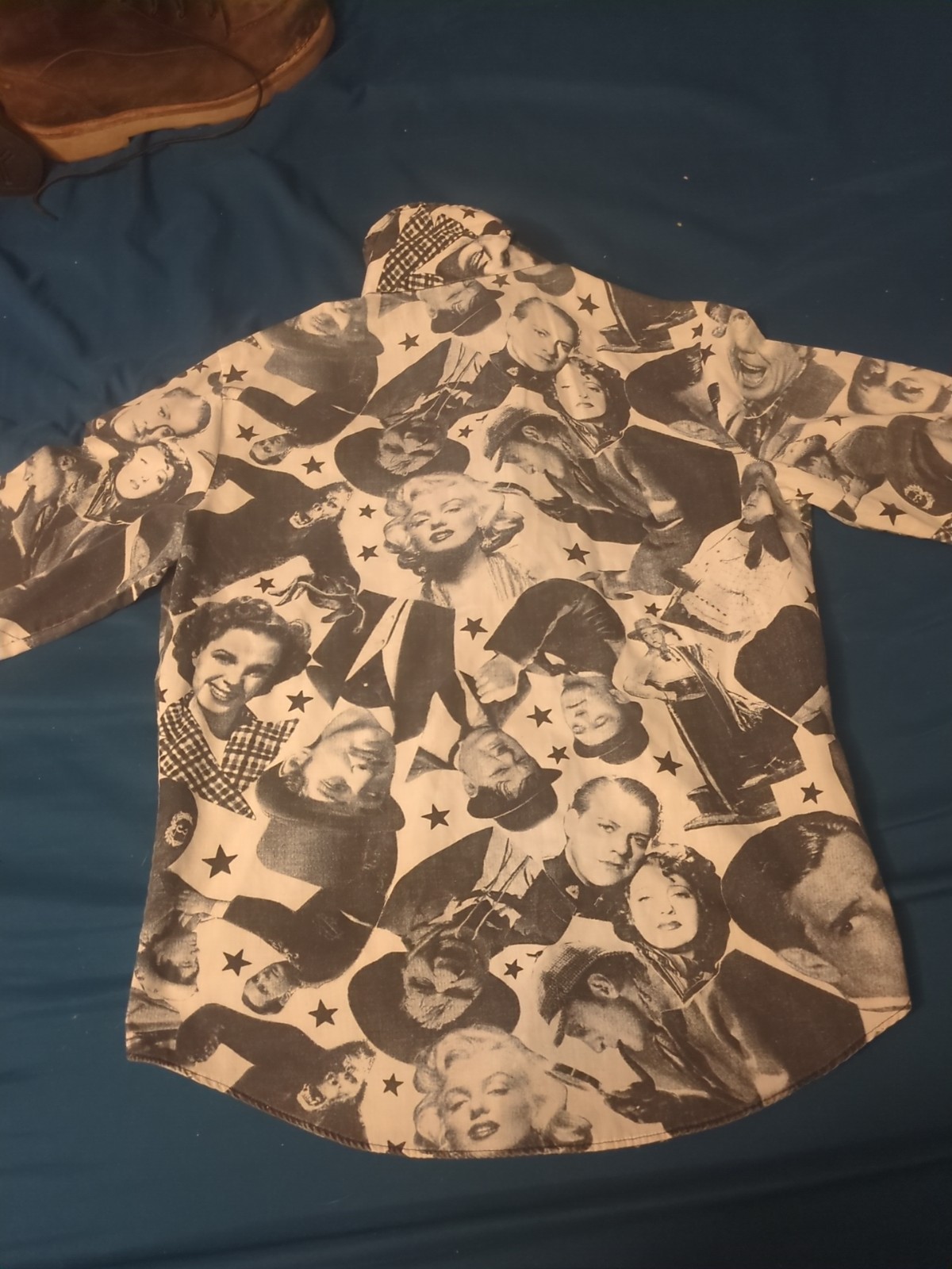 Vtg 60s Queens Way To Fashion Pop Art Hollywood Stars Long Sleeve Shirt See Pics