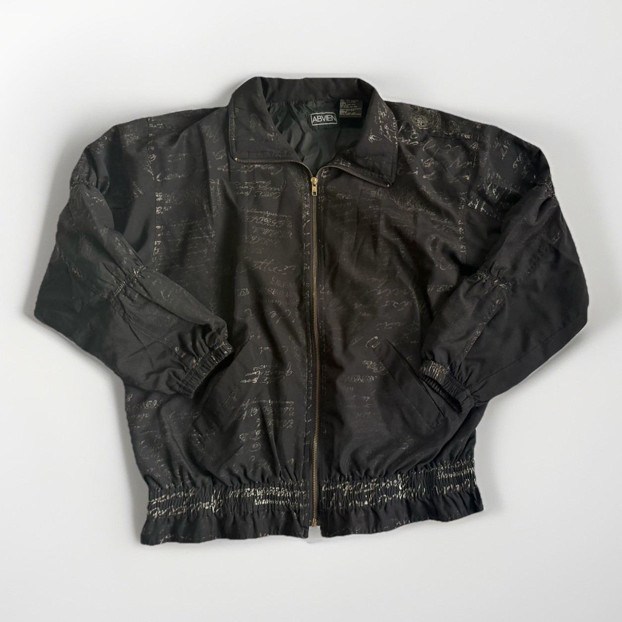 Vintage 80s 90s Windbreaker Track Suit Bomber Jacket & Pants Script Pattern L