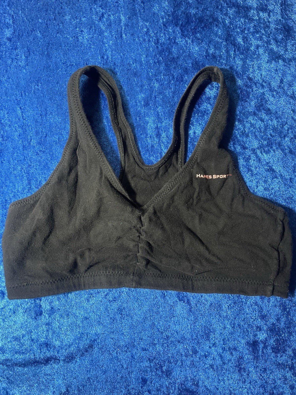 Vintage 90s Hanes Sport Bra Black Cotton Size 36 A/B/C Medium