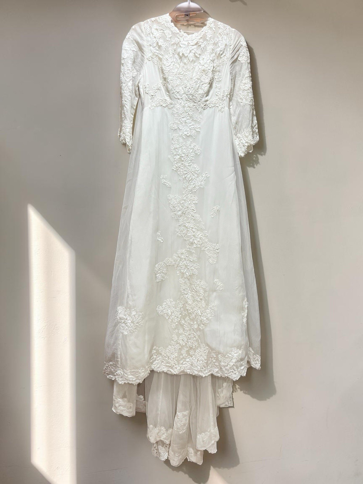 Vintage 70’s boho Lace Empire Union Custom Made Wedding Gown Dress-S