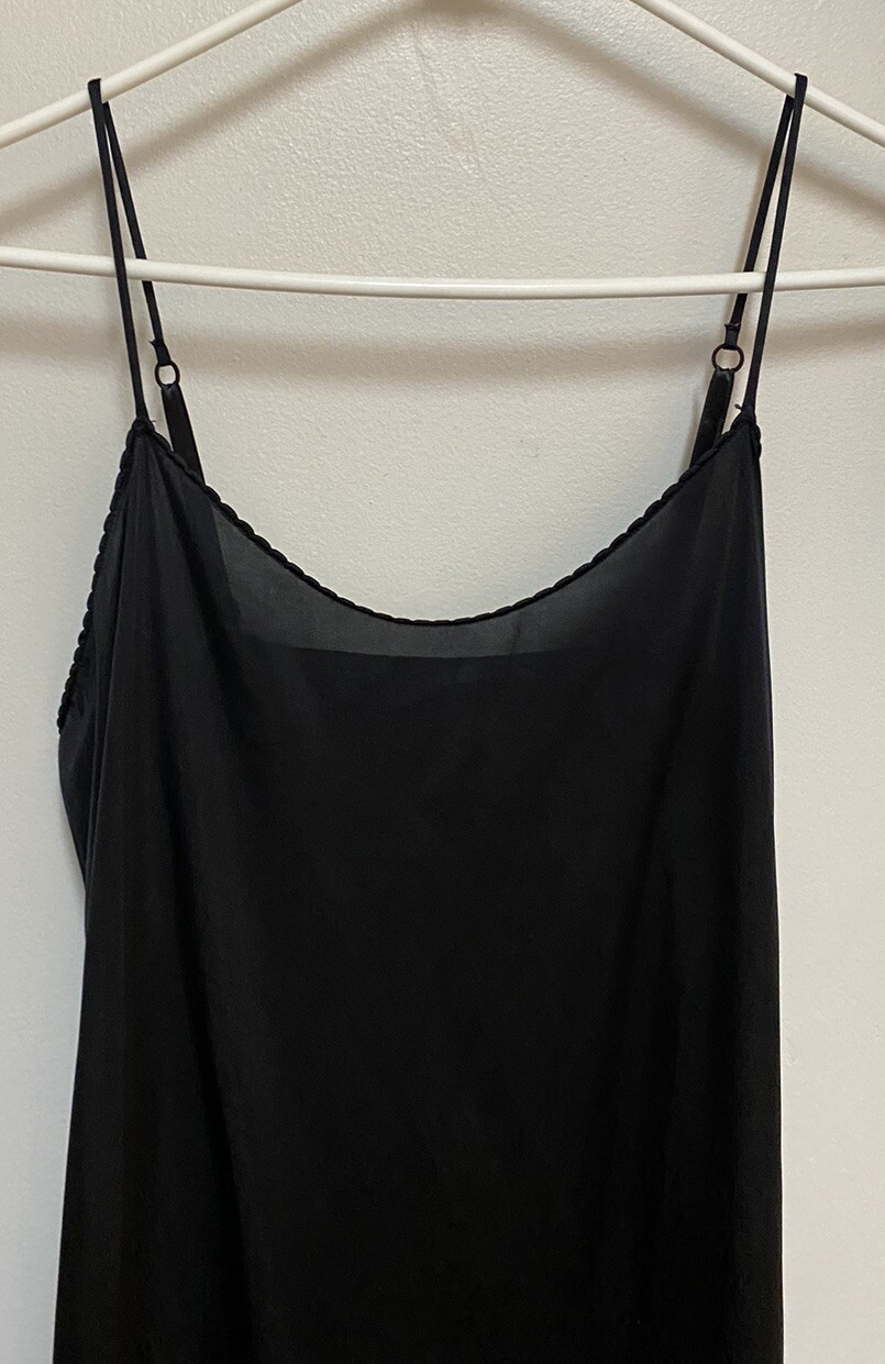Vintage VANITY FAIR Black Silky Nylon Full Slip Lingerie Size 34 / 18”