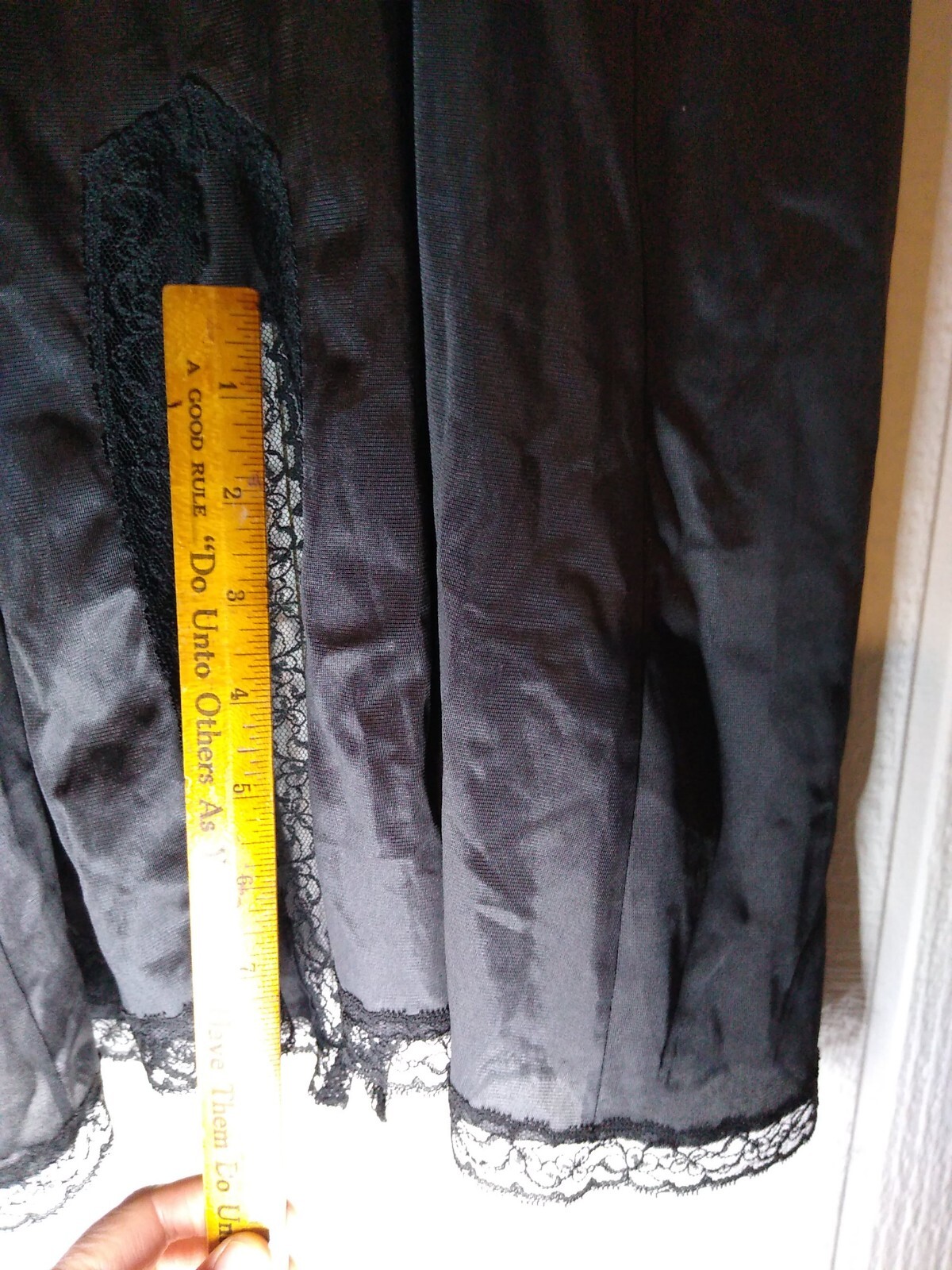 Vintage JC Penney Body Lites Full Slip Dress Nylon Lace Black Sz 34 Made in USA