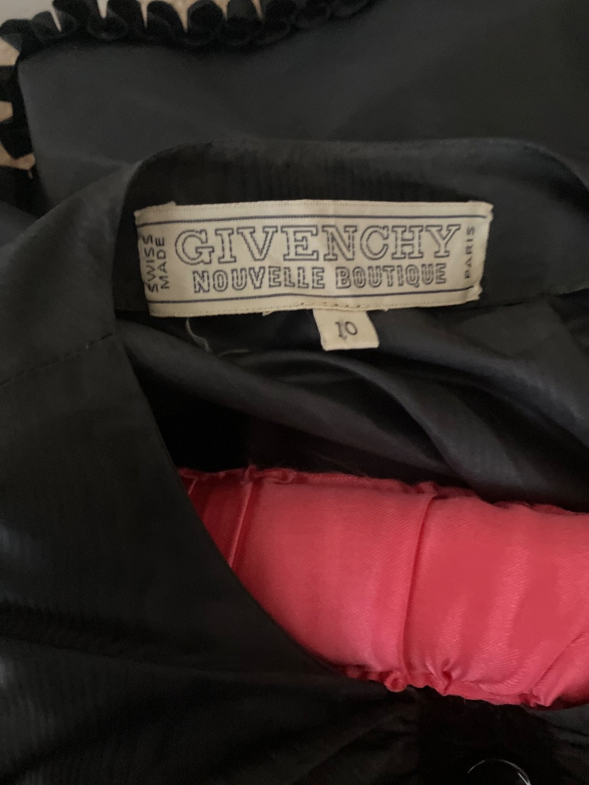 Givenchy Nouvelle Boutique Black Silk Moire Taffeta Vintage Cocktail Dres