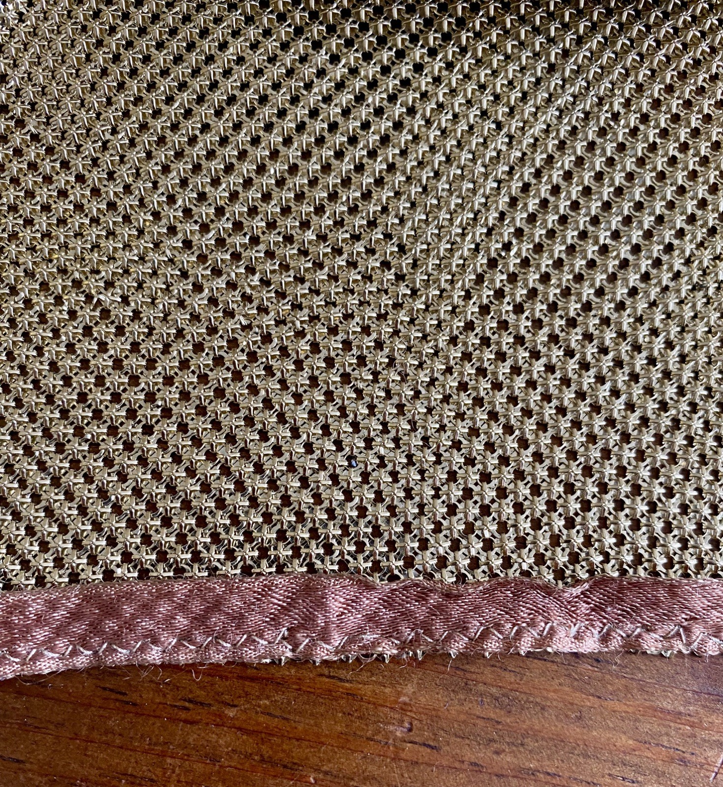 Vtg Whiting Davis Liquid Gold Metal Mesh Chain Mail Draped Front Top 70s Disco M