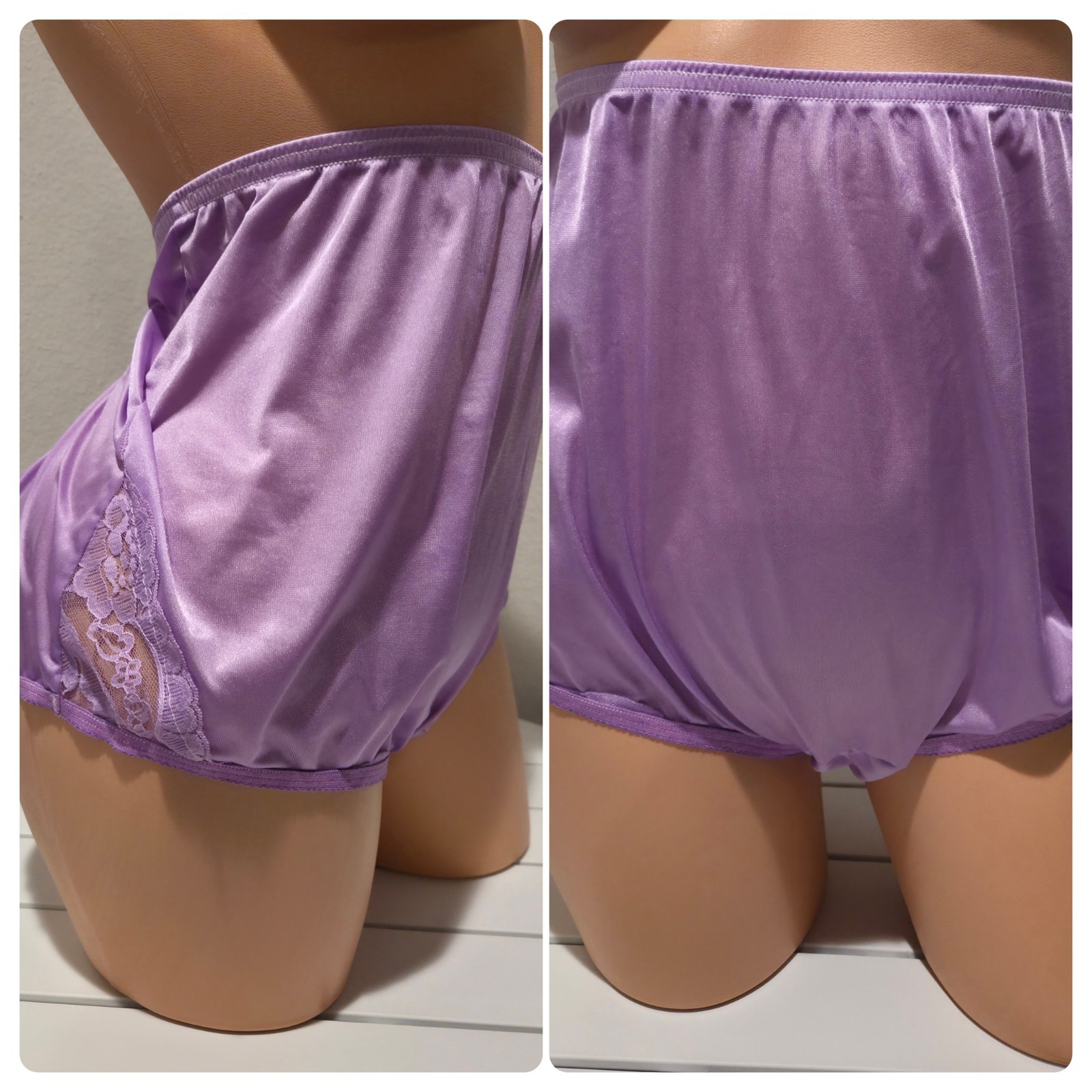 Flawed Vanity Fair Lace Nouveau Shiny Nylon Panty Full Cut 11/4XL Purple Hype