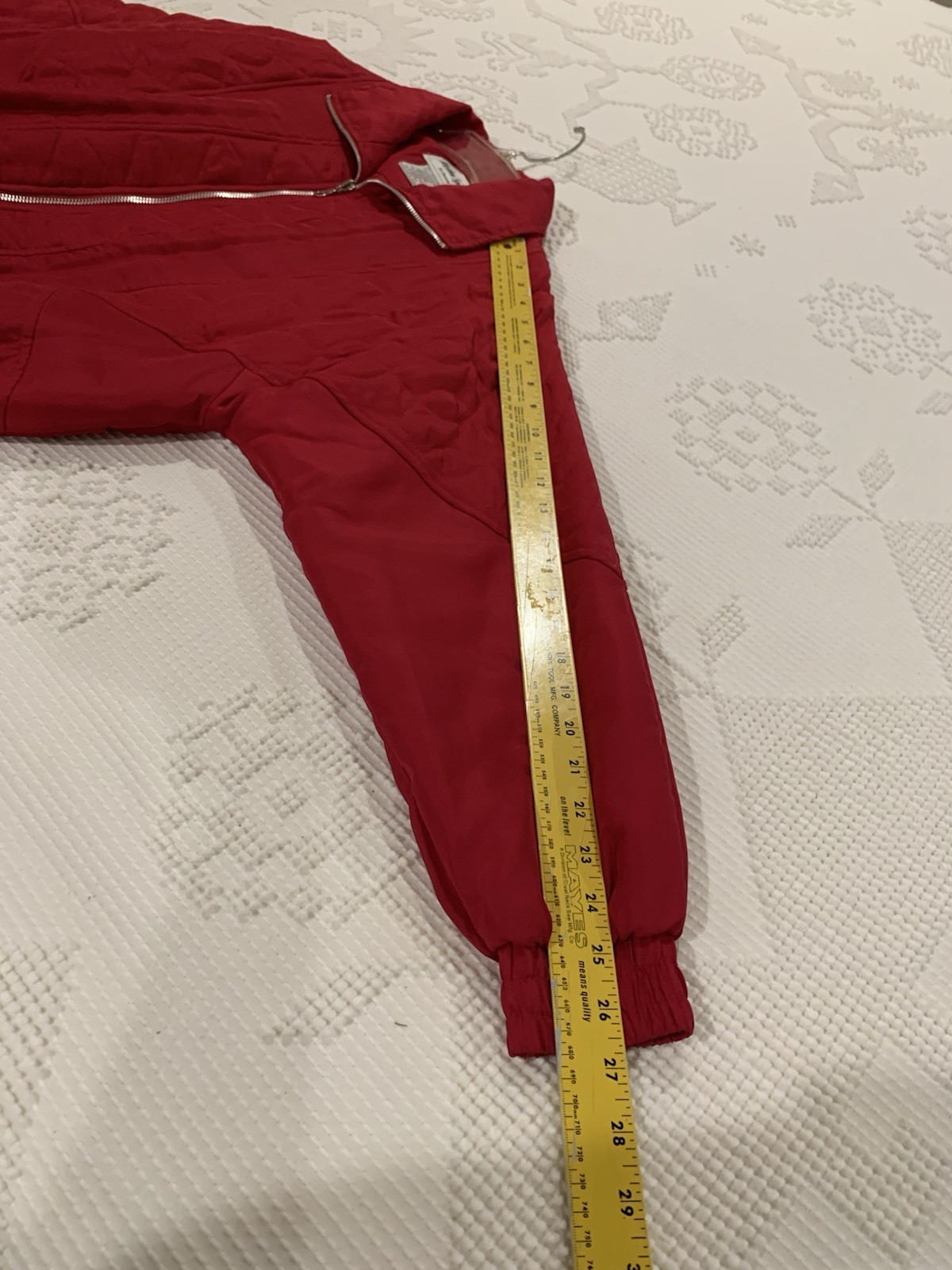 Janeve Rhythm Sport 2 Pc Windbreaker Track Suit Red Wine 100% Silk Sz M EUC!