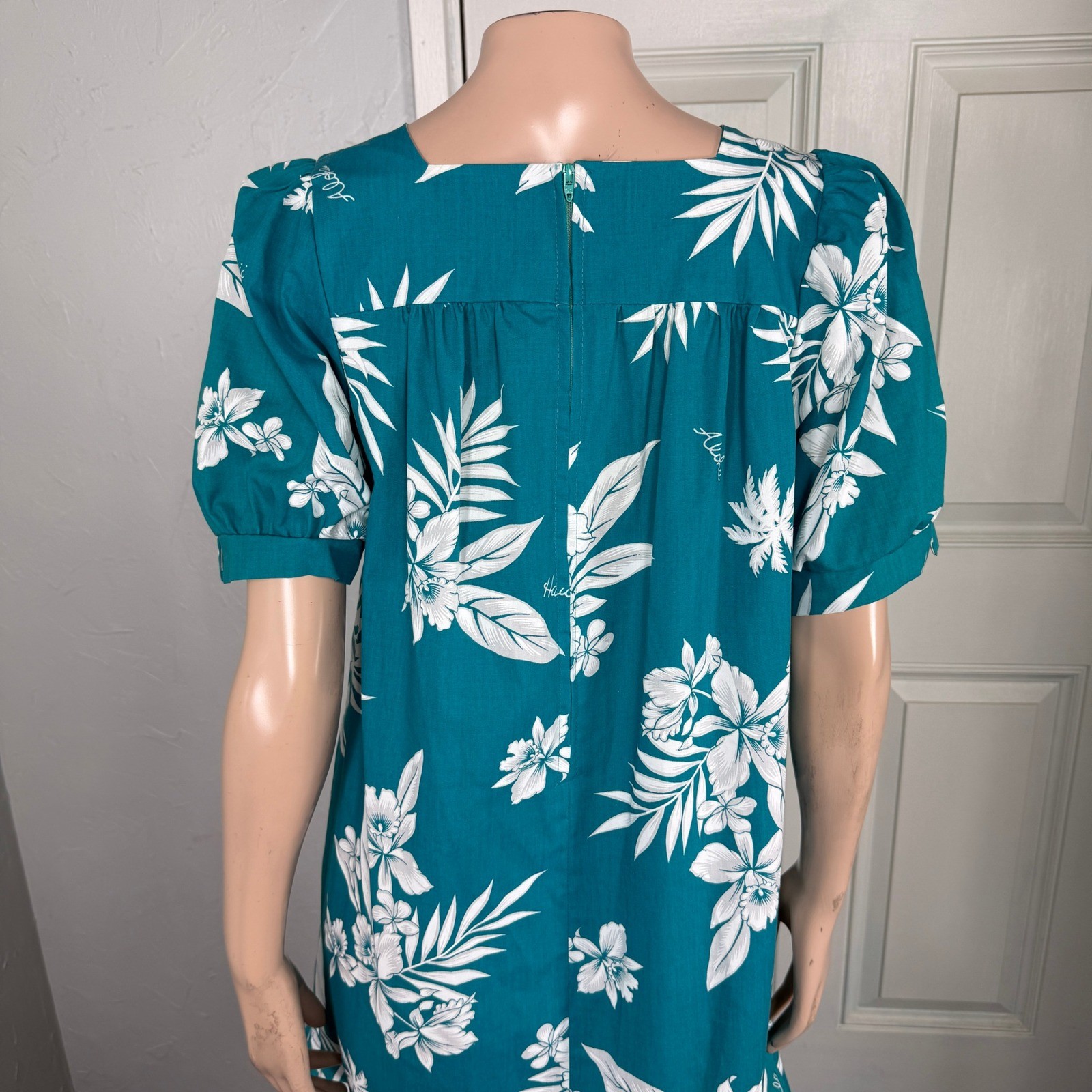 Vintage 80s 70s Made In Hawaii Dress M Hawaiian Cotton Polyester Party Floral G3