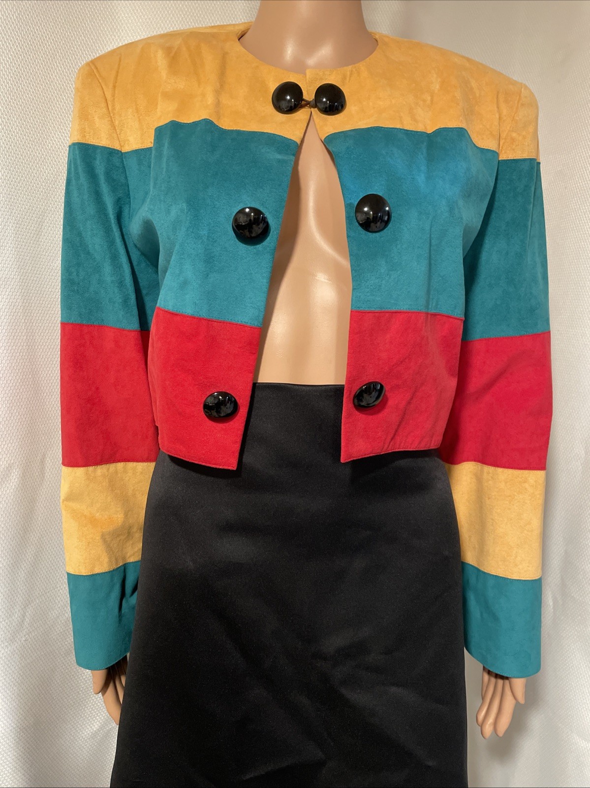 Vintage Howard Wolf Color Block Ultra Suede Bolero Jacket Size Small