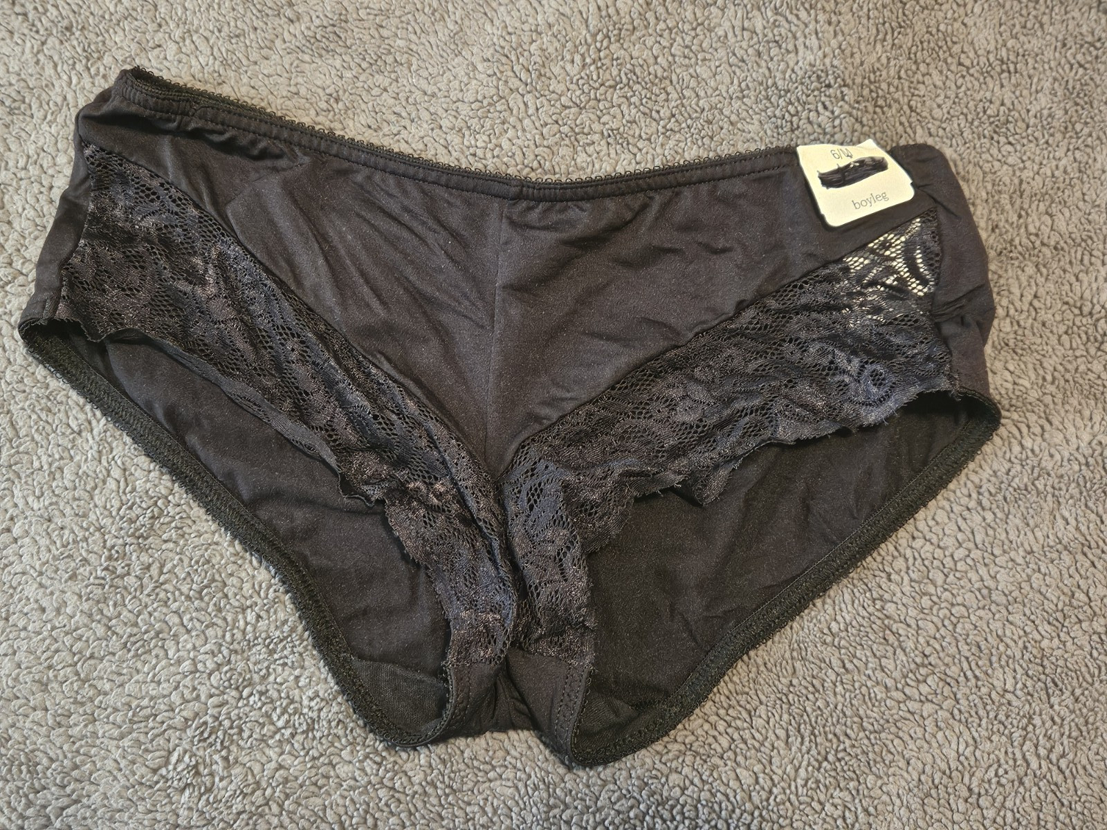 Cabernet Women’s Boyleg Panties Black w/Laced Mesh in Front Size: 6/42 Vintage