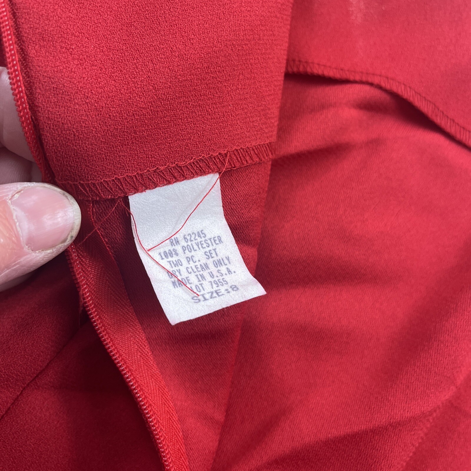 Vintage Sheath Dress. Red. Size 8. Sleeveless. Applique Trim