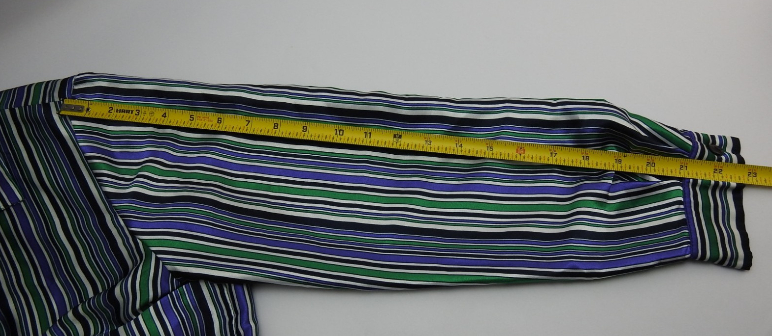 Vintage Leslie Fay Petite Size 10 Striped Button Front Blouse Statin Purple
