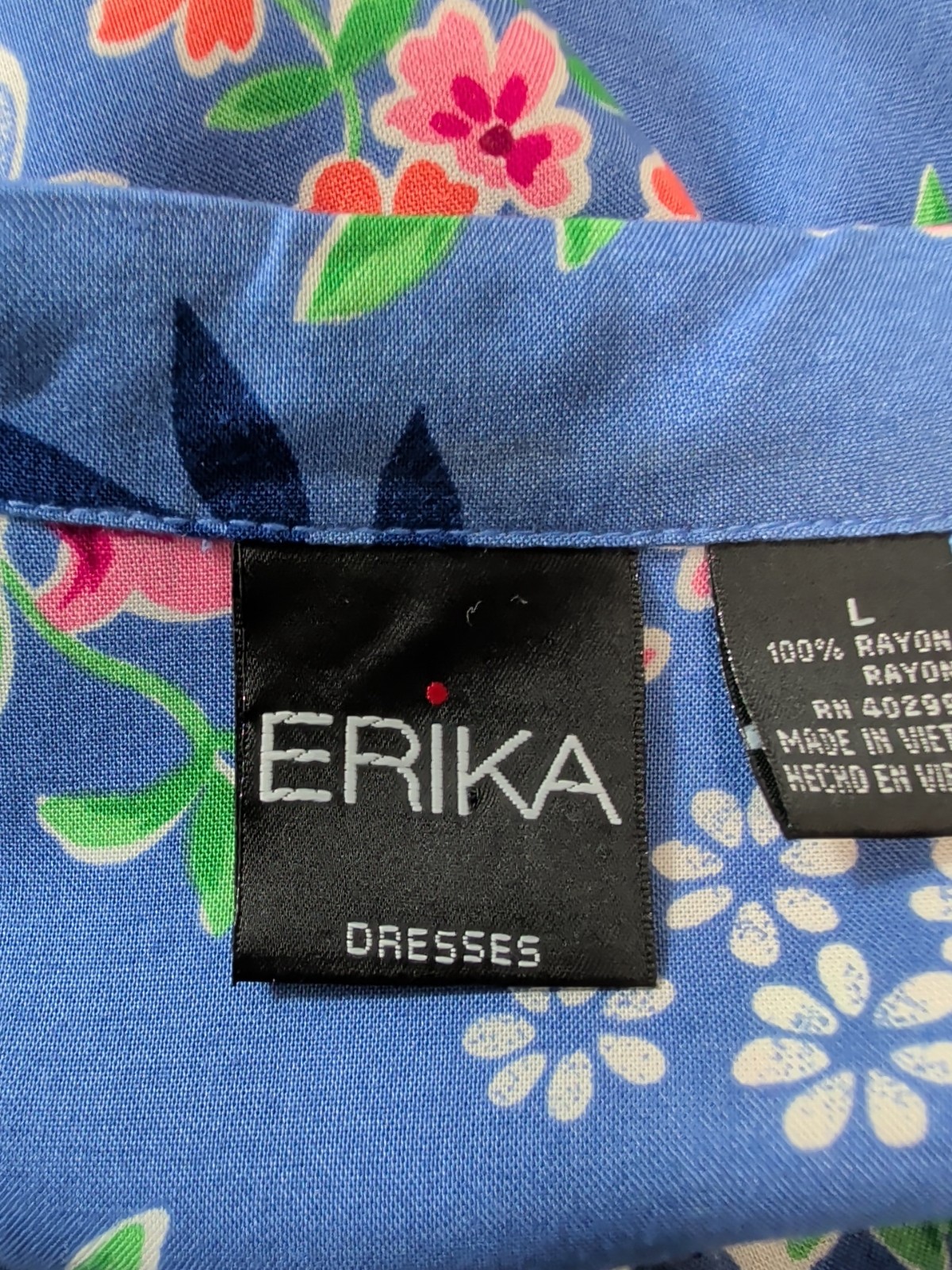 VTG 80’s 90’s ERIKA Maxi Dress Womens L Cottagecore Prairie Periwinkle Floral