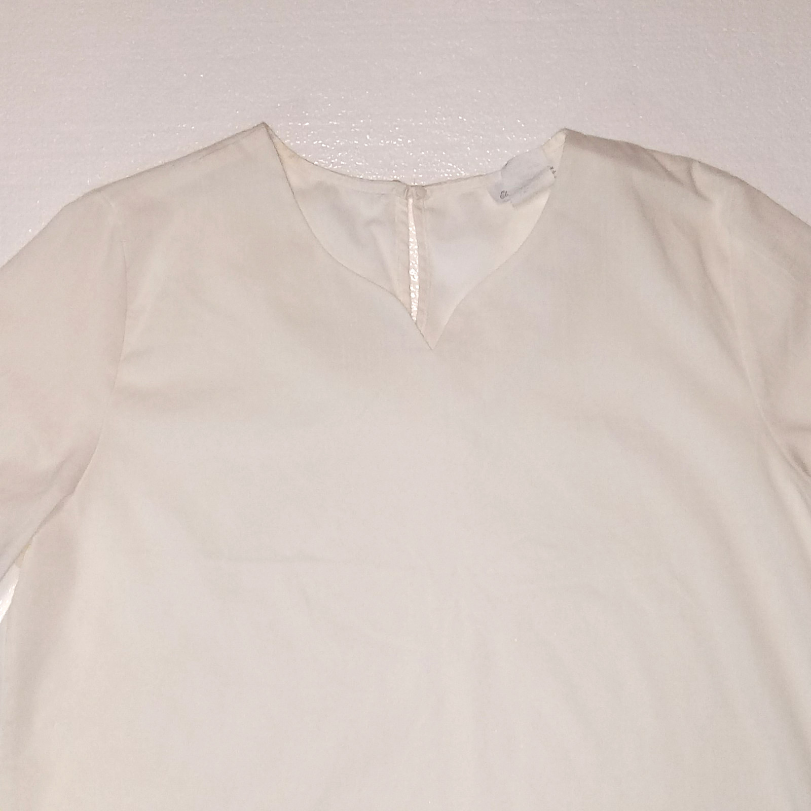 Elizabeth Williams Cream Blouse Size 16 Curved Neckline Classic See Through