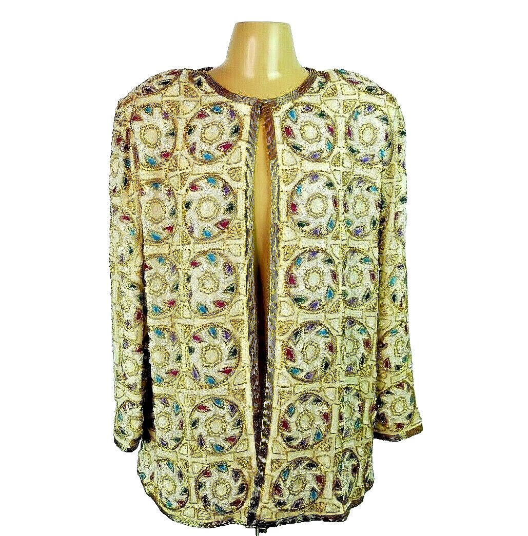VTG 80s 90s Judith Ann Plus Creations Beaded Embellished Sequin Jacket PLUS 2X