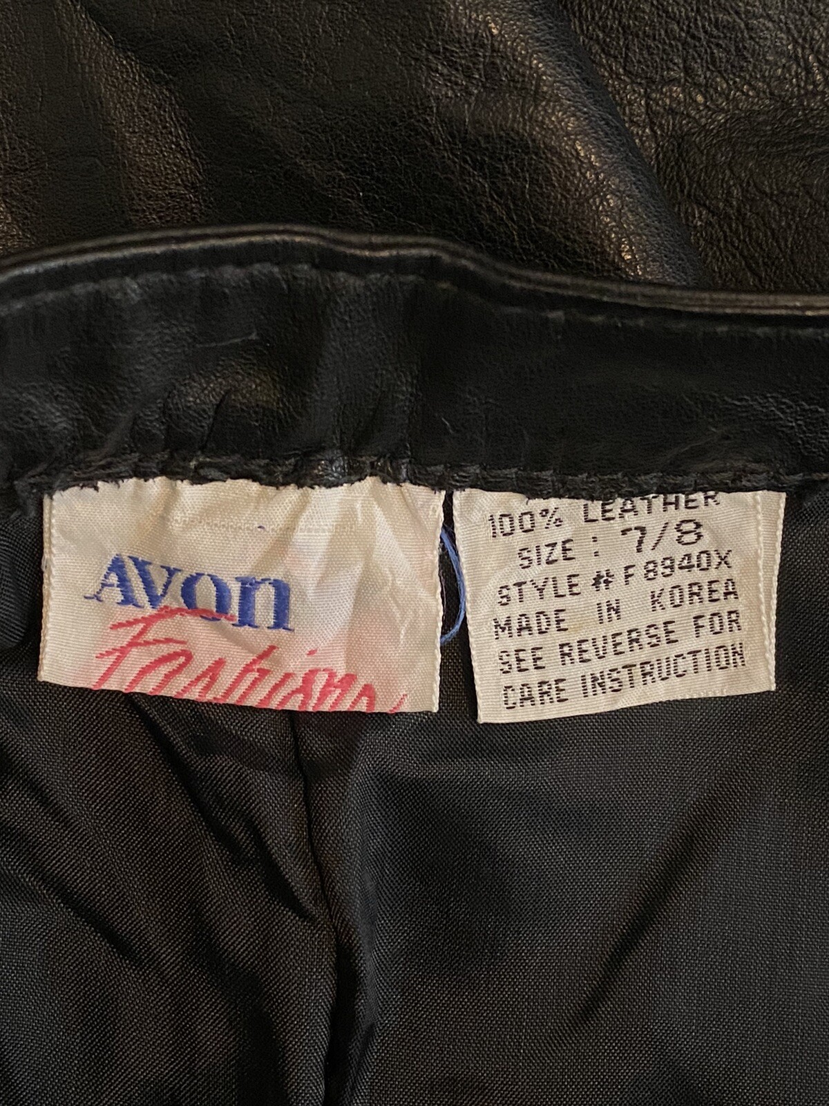 Vintage Avon Fashions size 7/8 Women’s Black Leather Pencil Skirt