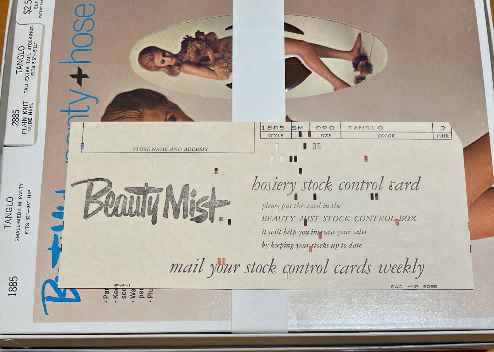 Vtg Beauty Mist 6 Tall Stockings 5’6″-5’11” 3 Panty 32-36″ Hips NOS Deadstock