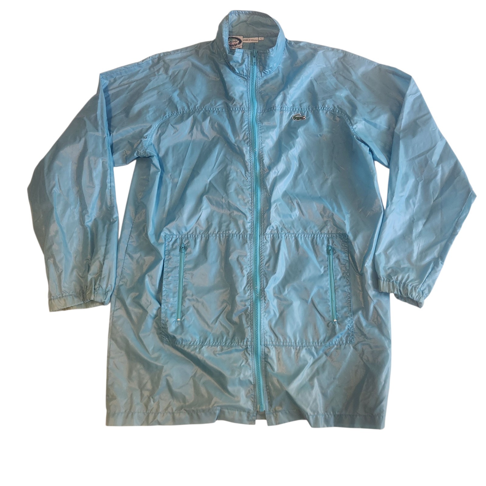 Vintage Izod Lacoste For Her Windbreaker Nylon Jacket Light Blue Womens Large