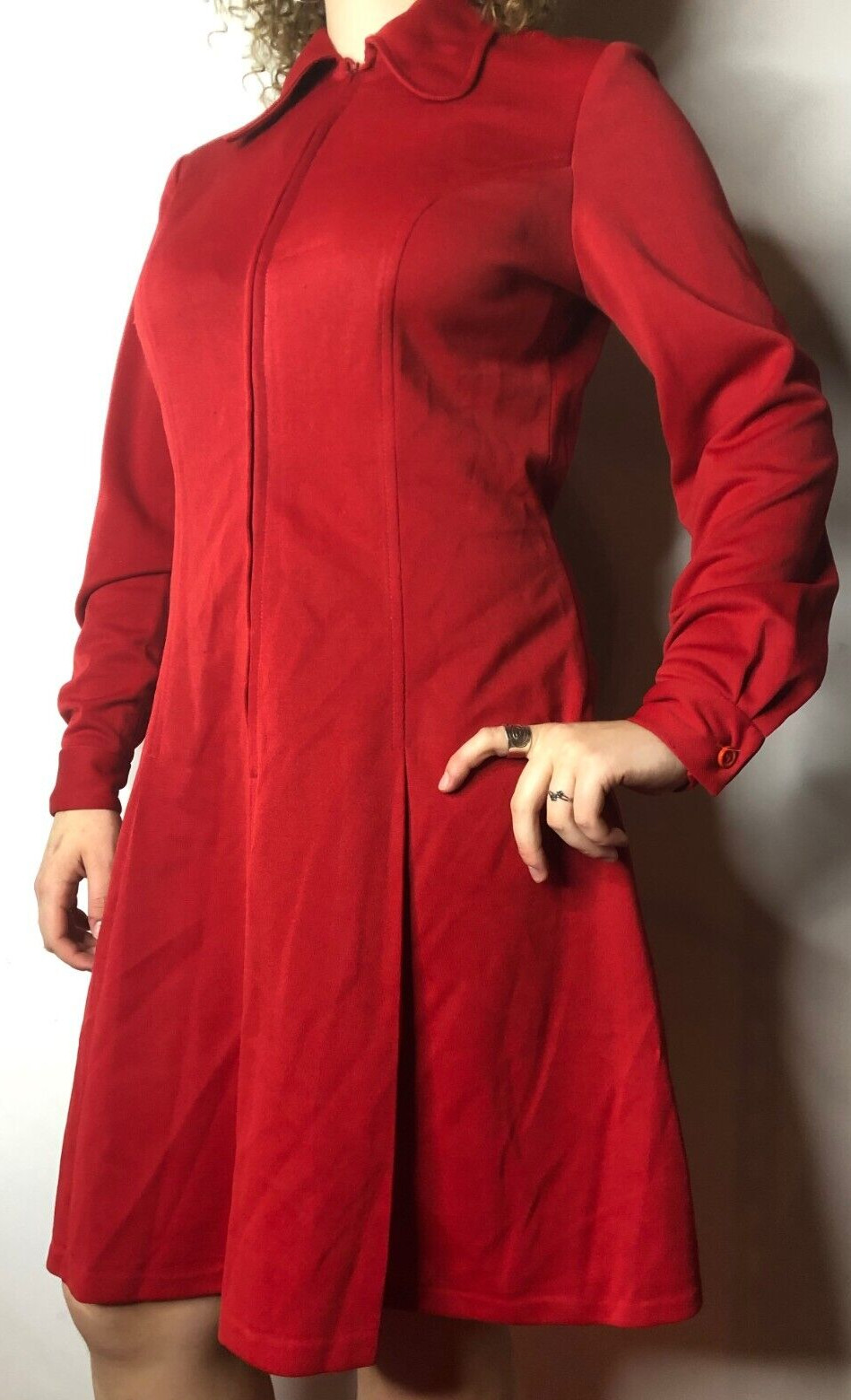 Vintage Zora Melbourne 1960s Red Terylene Dress Mod Go Go AU waist 30″