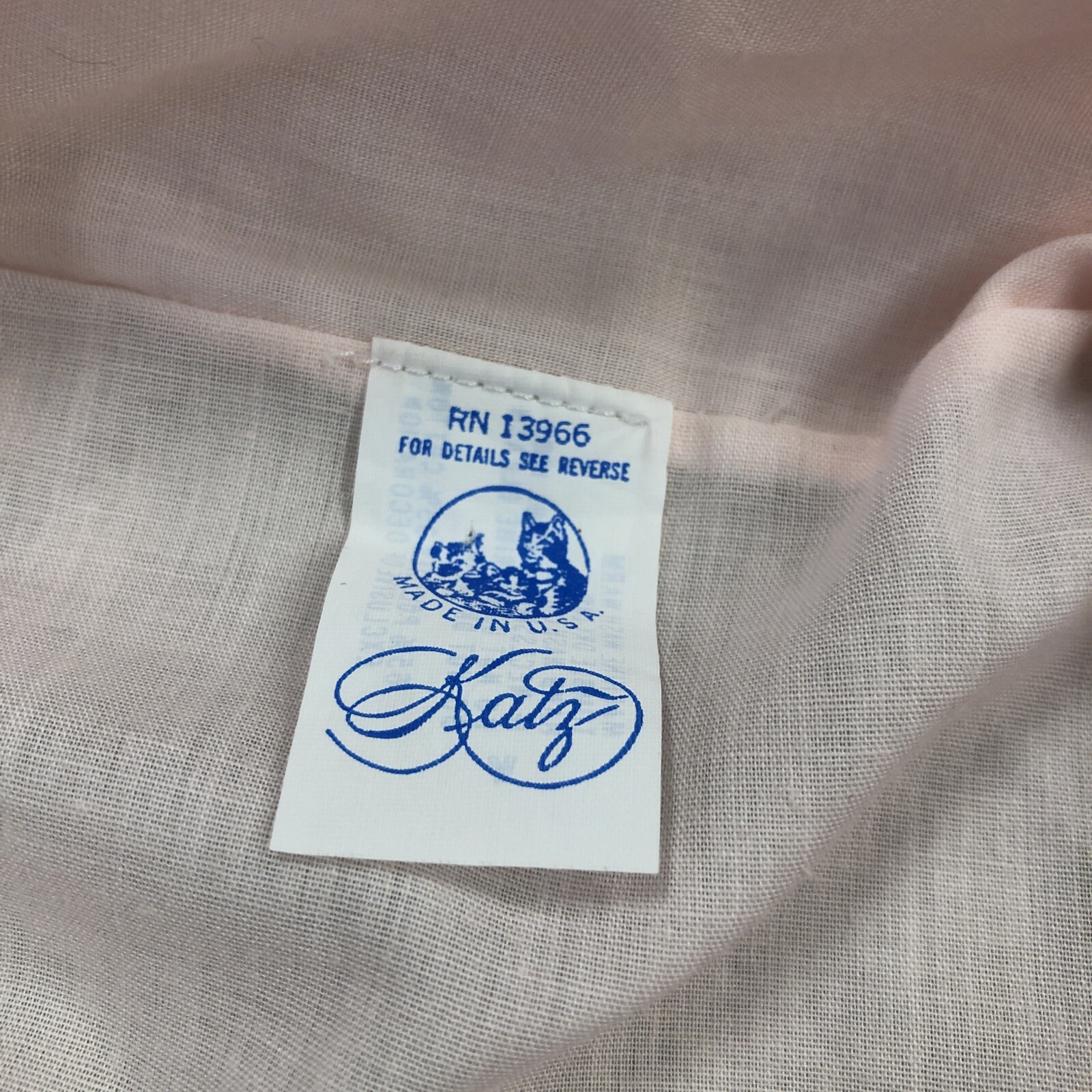 Vintage Katz Pink Cotton Blend Pajamas PJ’s 3 kitten pocket 2 Piece
