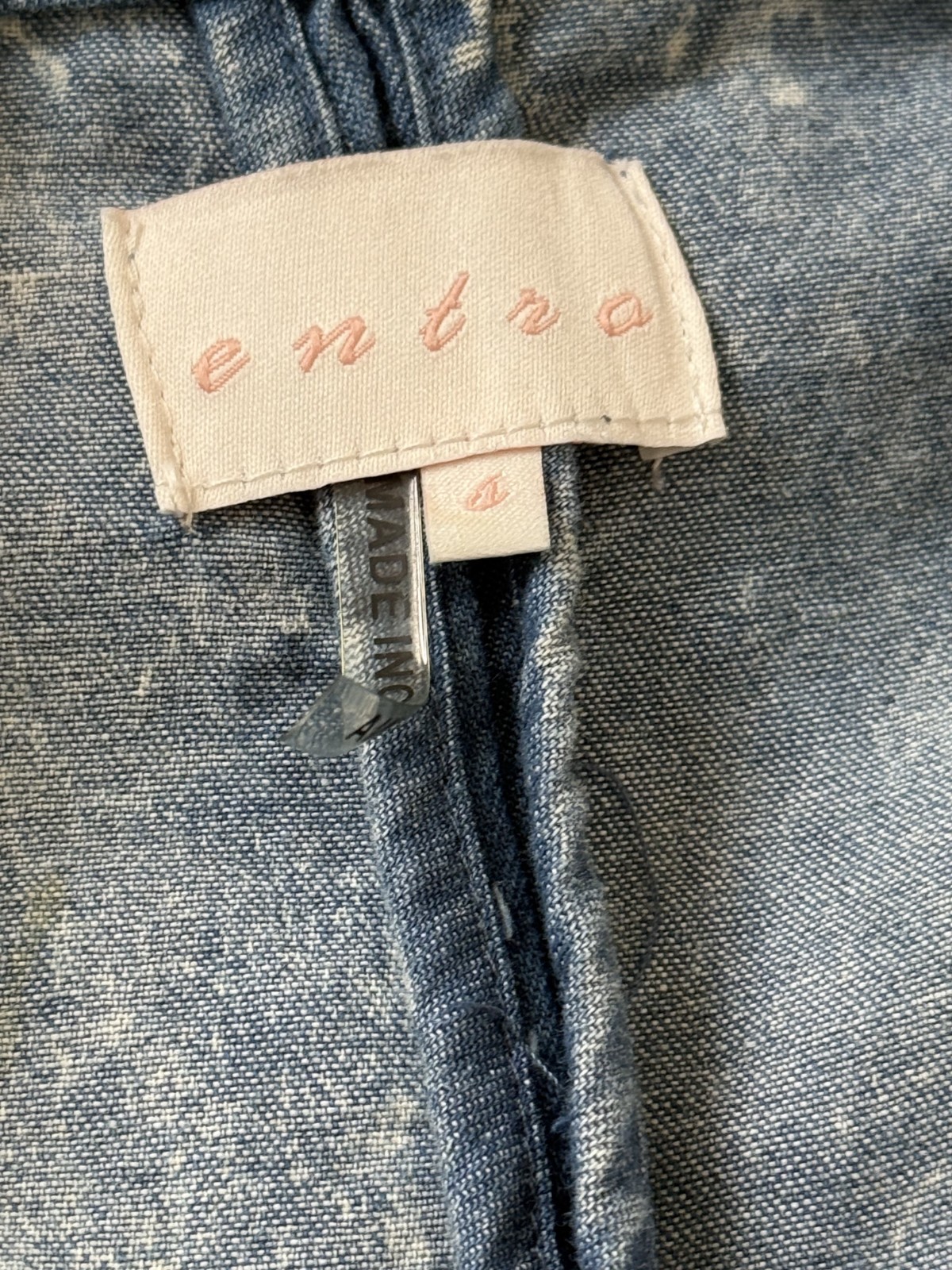 Entro Stretch Lightweight Denim Stonewashed Cotton Blazer Sz S Fitted Retro 80s