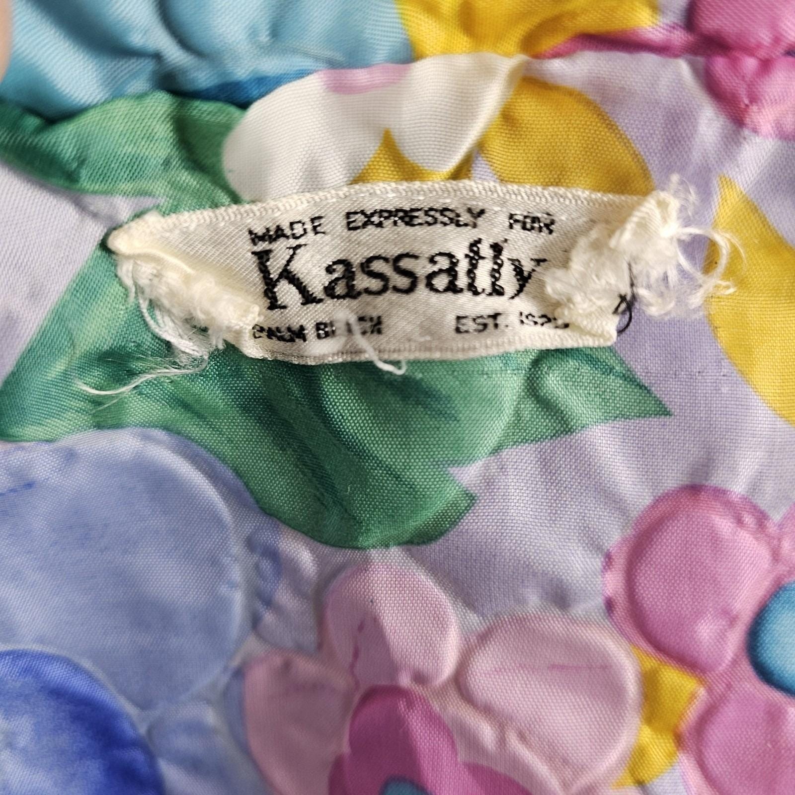 Vintage 60s Kassatly Palm Beach OS Pastel Mod Floral Nylon House Coat Robe