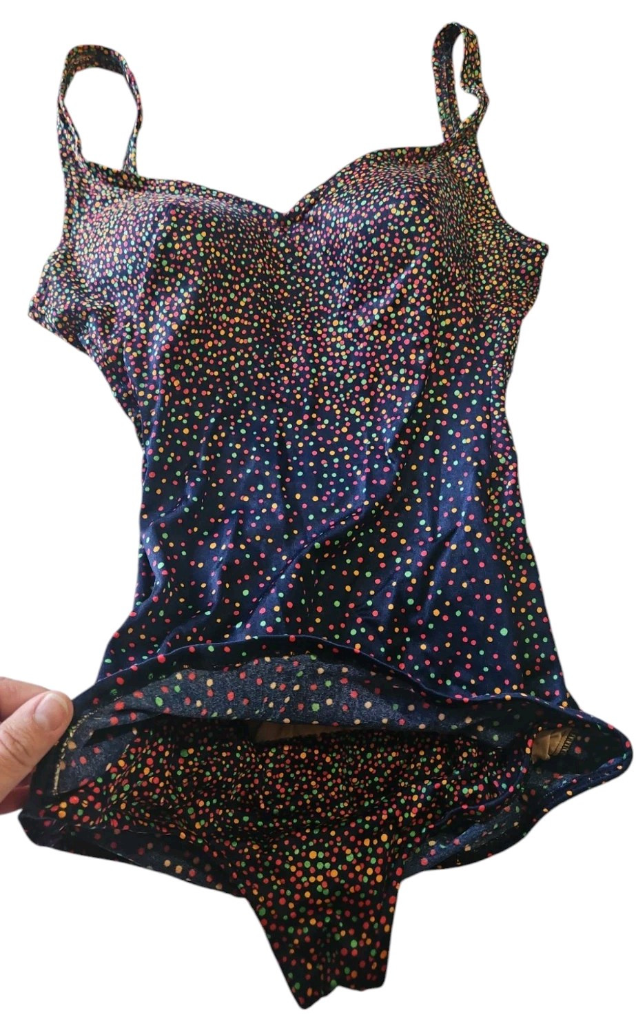 Vtg 60s Rose Marie Reid Polka Dot Swimsuit One Piece Bullet Bra Union Made Small