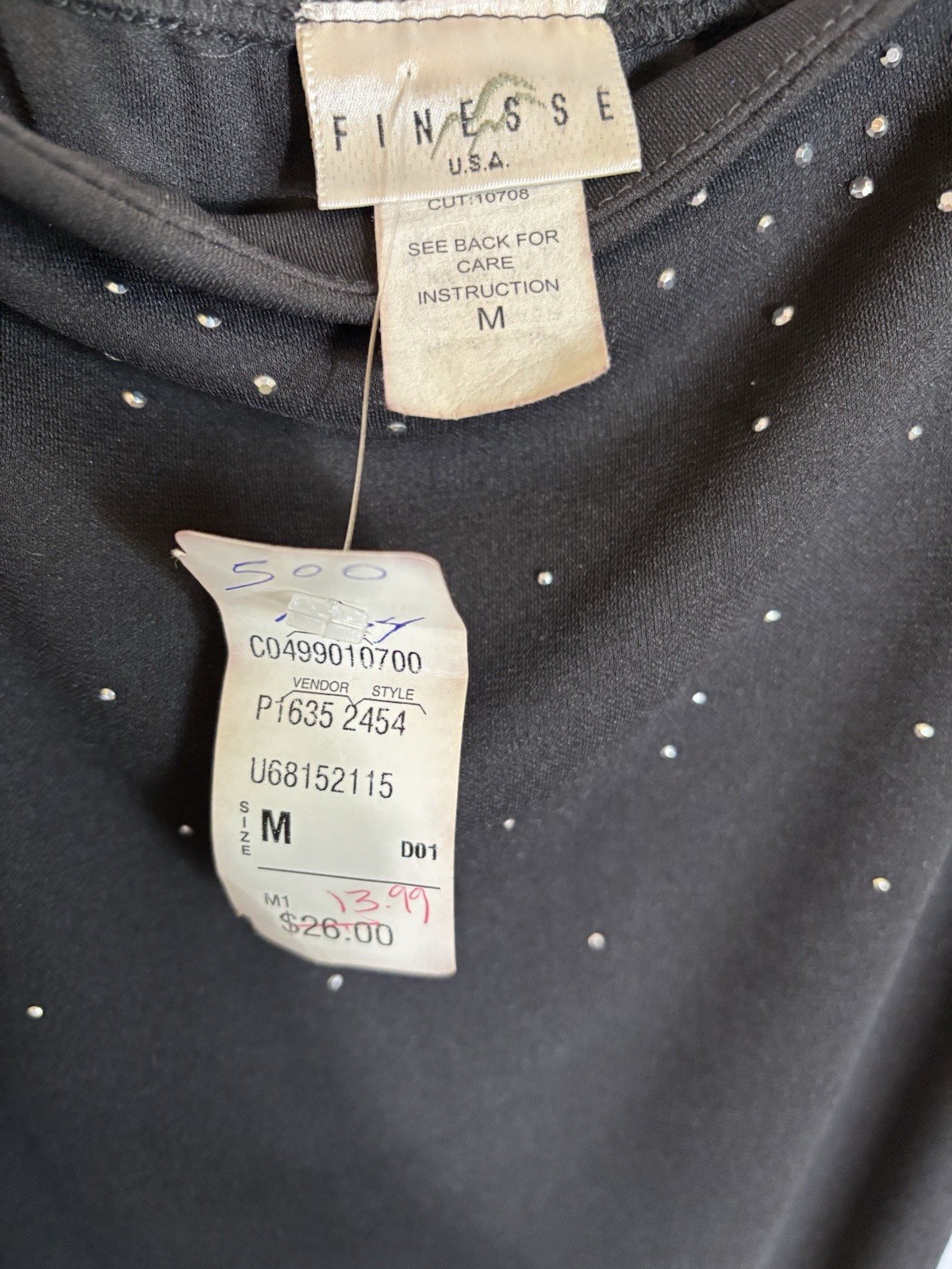 Vintage Finesse 90’s Y2k Black Dress Whimsical Sparkle Feminine Goth Medium NWT