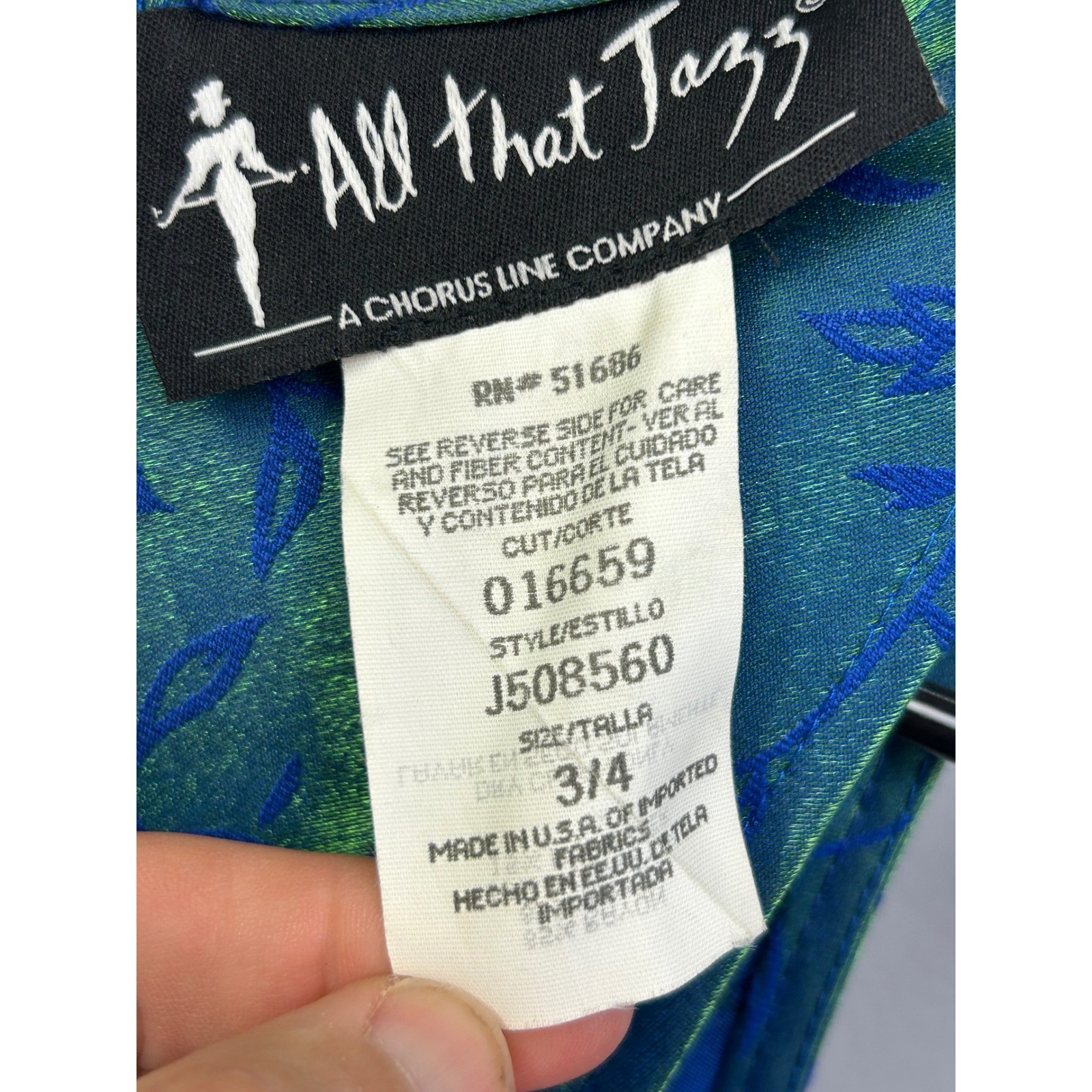 All That Jazz Dress Womens 3/4 Blue Green Iridescent Floral Shimmer Vintage Mini