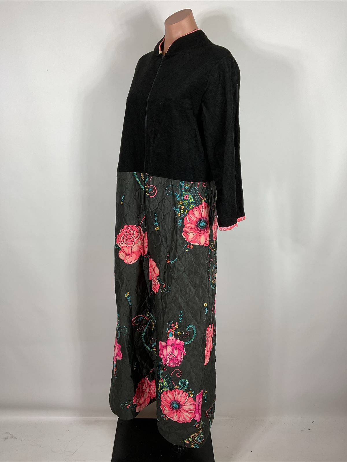 Vintage 70s Plaza 9 M Robe House Dress Lounge Muumuu Kaftan Psychedelic Floral