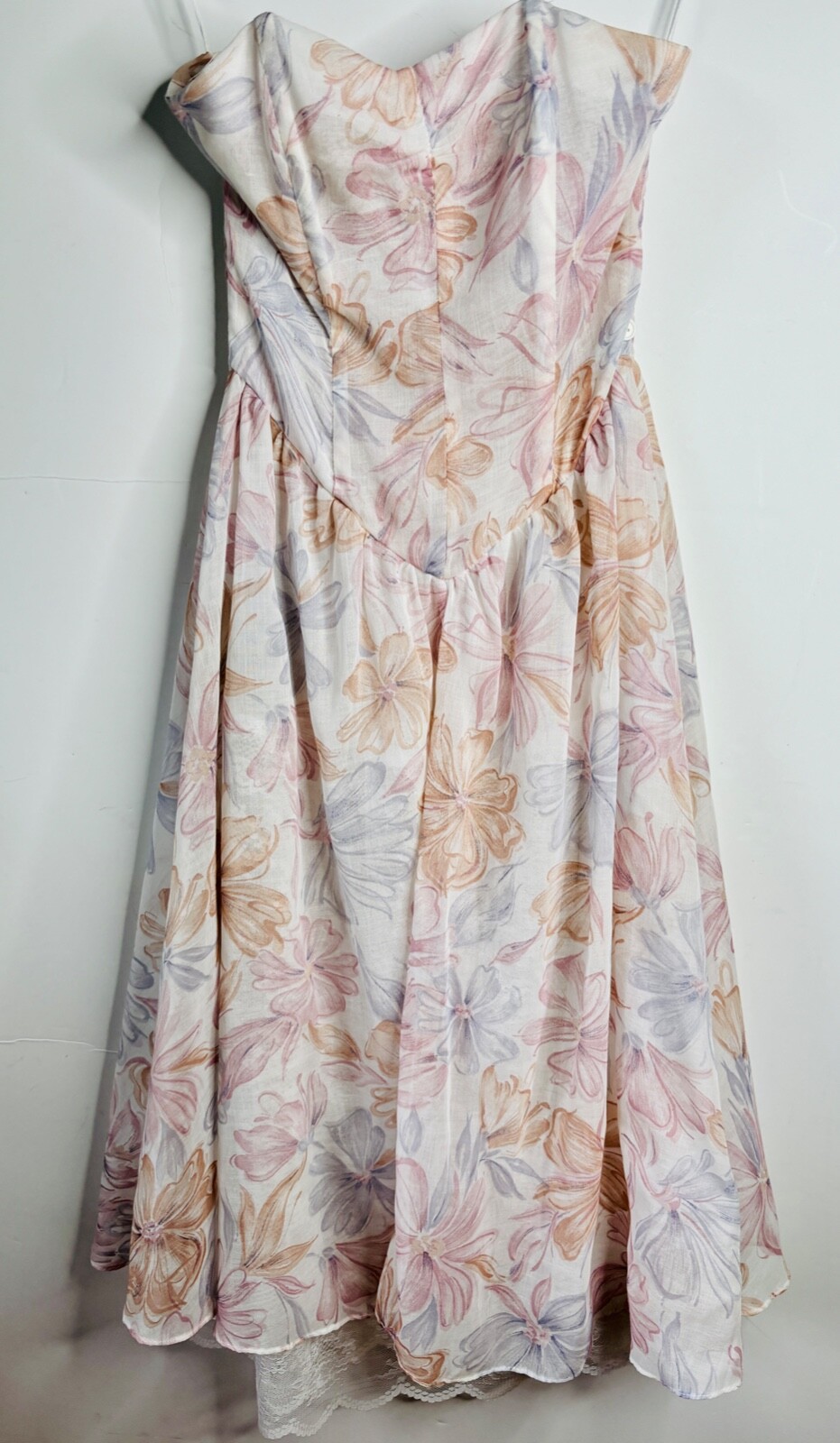 VTG 80’S FLORAL PRINT PASTEL SWEETHEART NECKLINE PRAIRIE COTTAGECORE DRESS*S