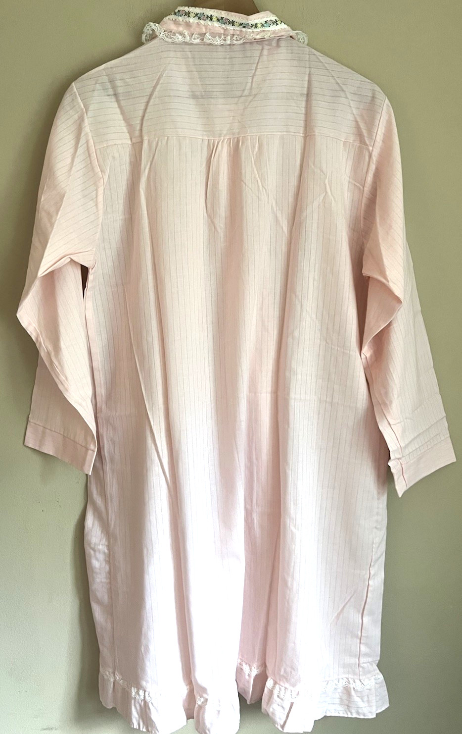 Vintage Katz Nightgown Gown Cotton Blend Embroidered Lace Long Sleeve XL 16 18