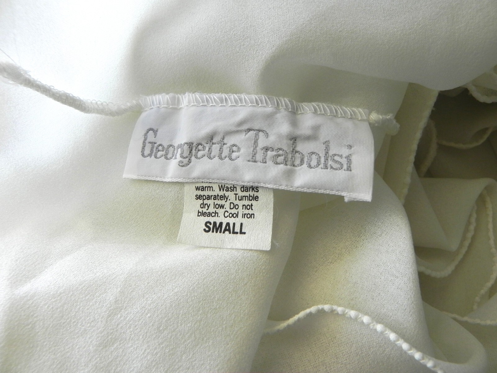 Vtg Georgette Trabolsi Robe Chiffon Maxi Cap Sleeve Belted Ruffle Size S