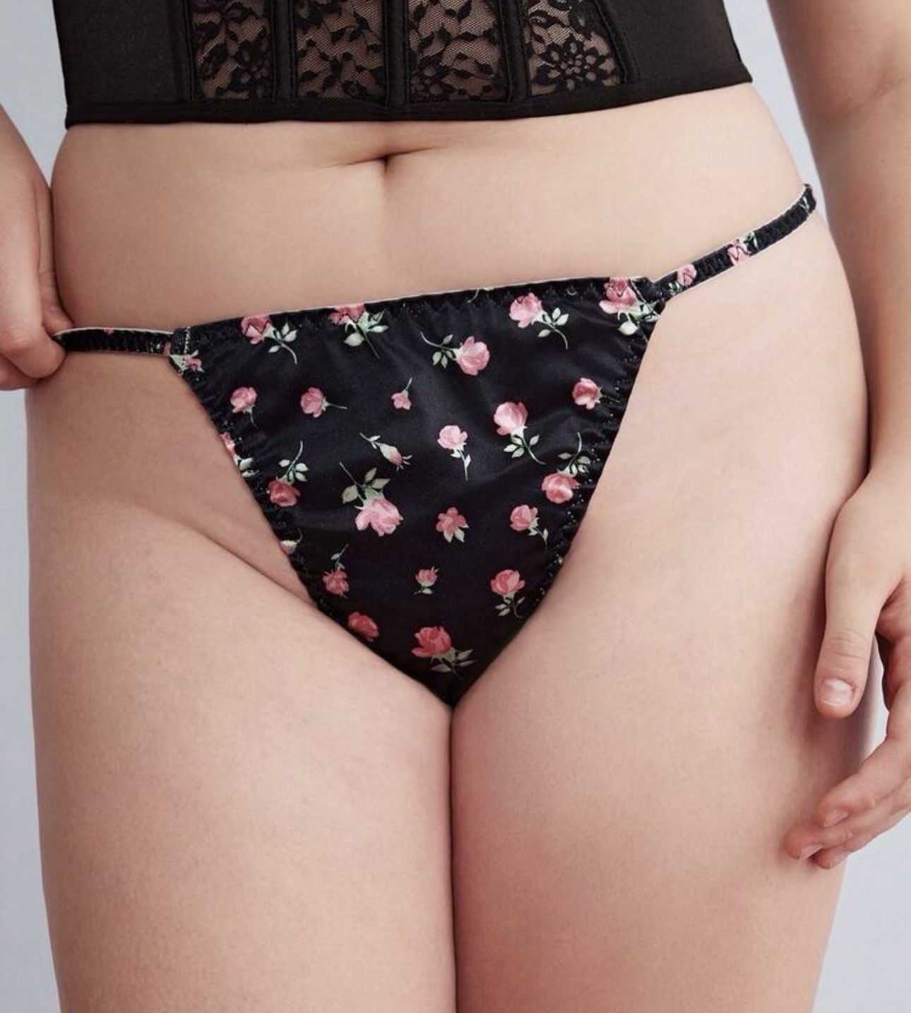 VTG 90’s Style Satin Polyester String Bikini Multi-Floral Panties PLUS 1XL NEW