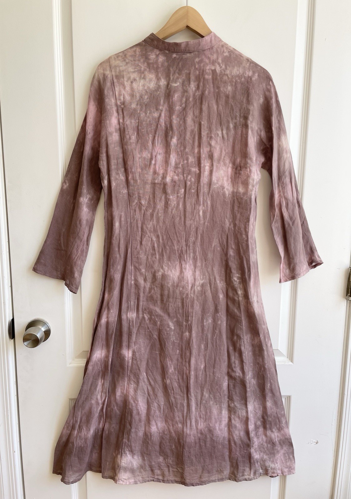 Vintage See By Chloe Garment Tie Dyed Shirt Dress Linen Cotton Boho Retro 70s