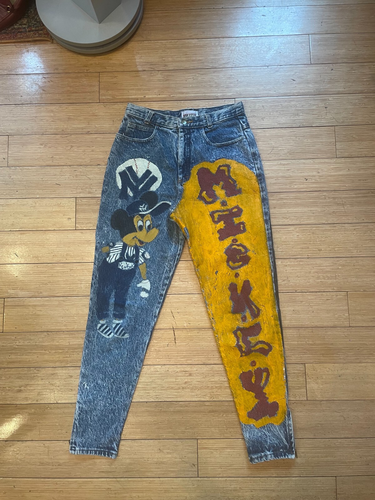 1990s Hand Painted Denim Jeans, Vintage 1993 Graduation Painted Jeans, Vintage