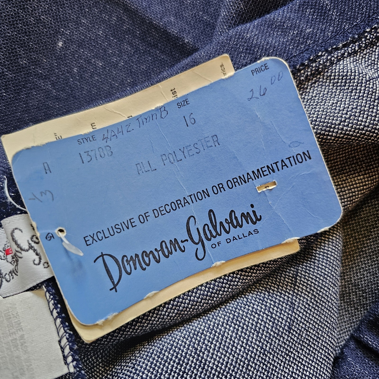 Vintage 70s Trousers Donovan Galvani NWT Deadstock Polyester Dark Wash Blue
