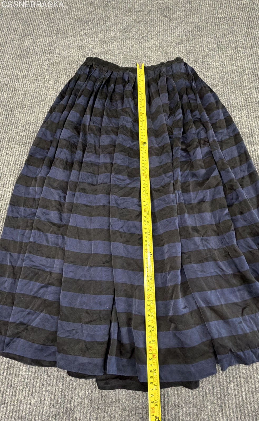 Vintage 90s Linda Allard for Ellen Tracy Women’s Navy Black Silk Maxi Skirt Sz 4