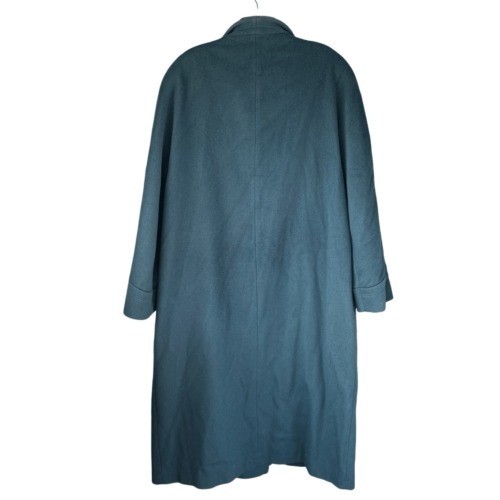 Vintage 80s Alorna Oversized Wool Blend Coat Teal Blue Double Breasted USA