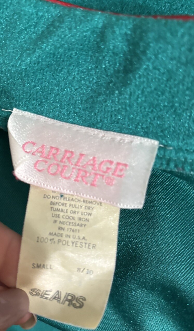 Vintage Carriage Court Green Long Zip Up Plush ROBE Women’s Small Made in USA