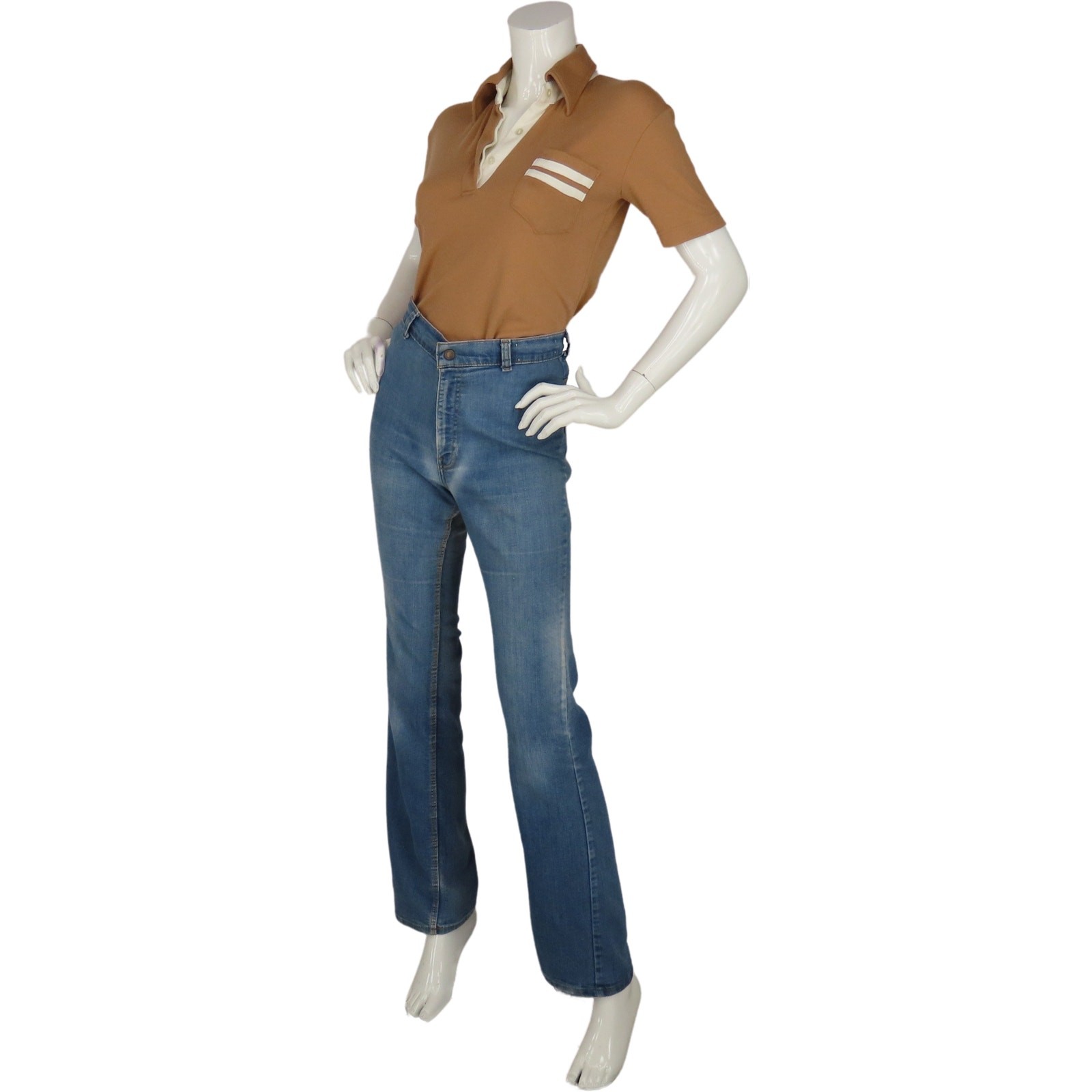 Retro Camel Polo w/ Artistic Pocket & Soft Collar