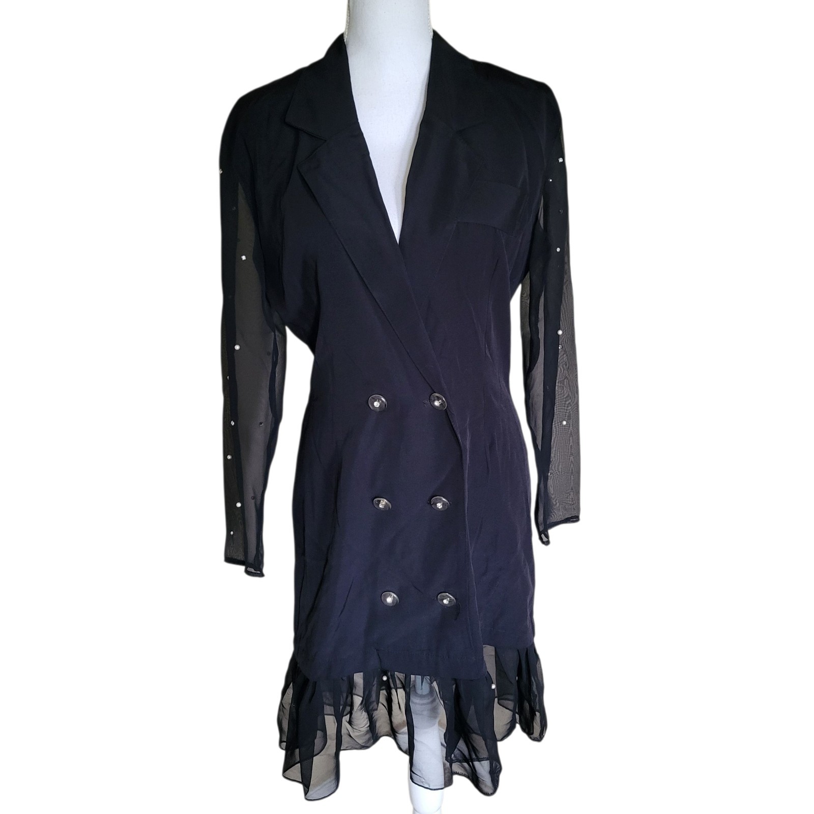 Vintage 90s Rampage Dress 7 Ruffled Sheer Sleeves Whimsigoth Witchy Fairy Grunge