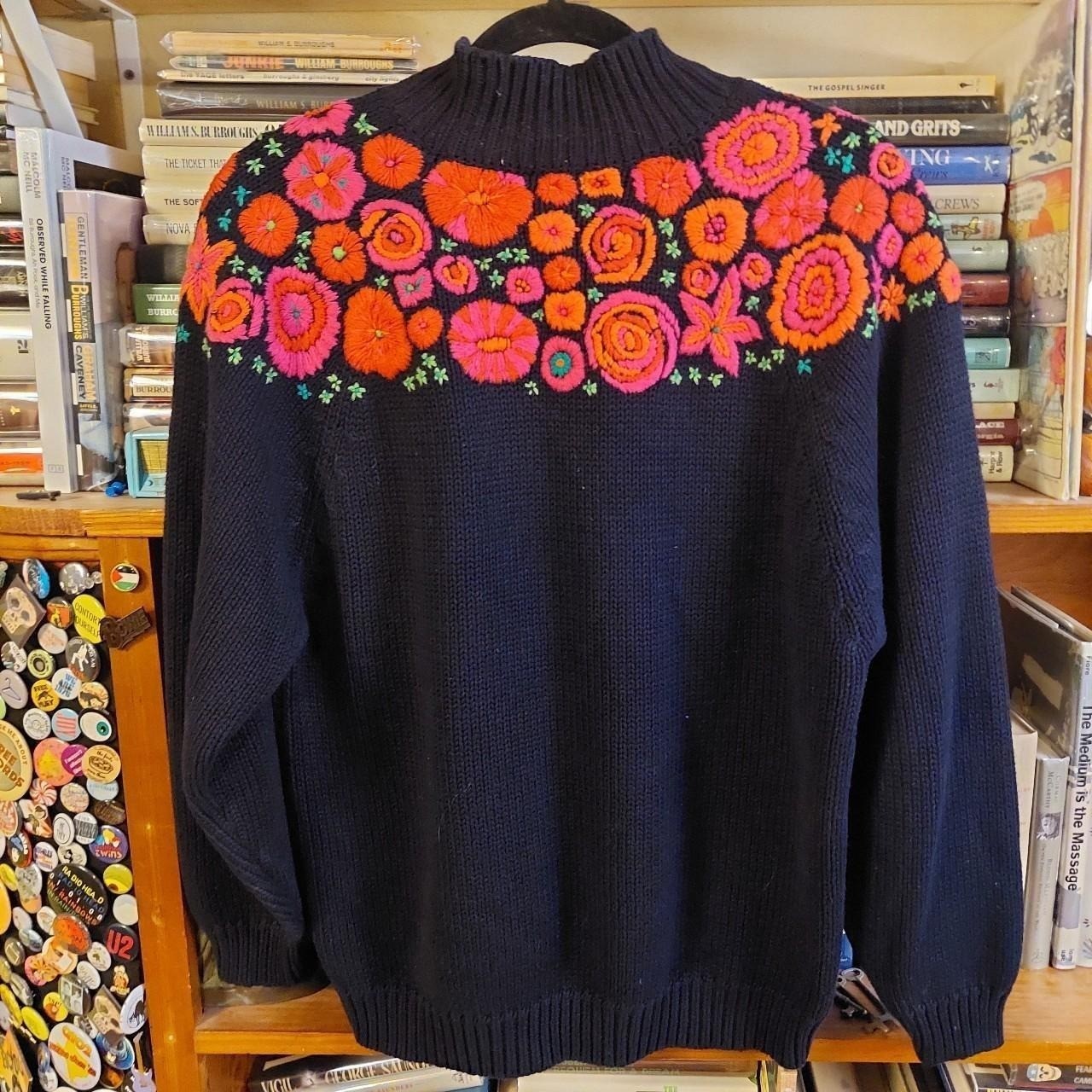 Vintage 100% cotton Ann Taylor black, pink, red, orange, and green thick sweater