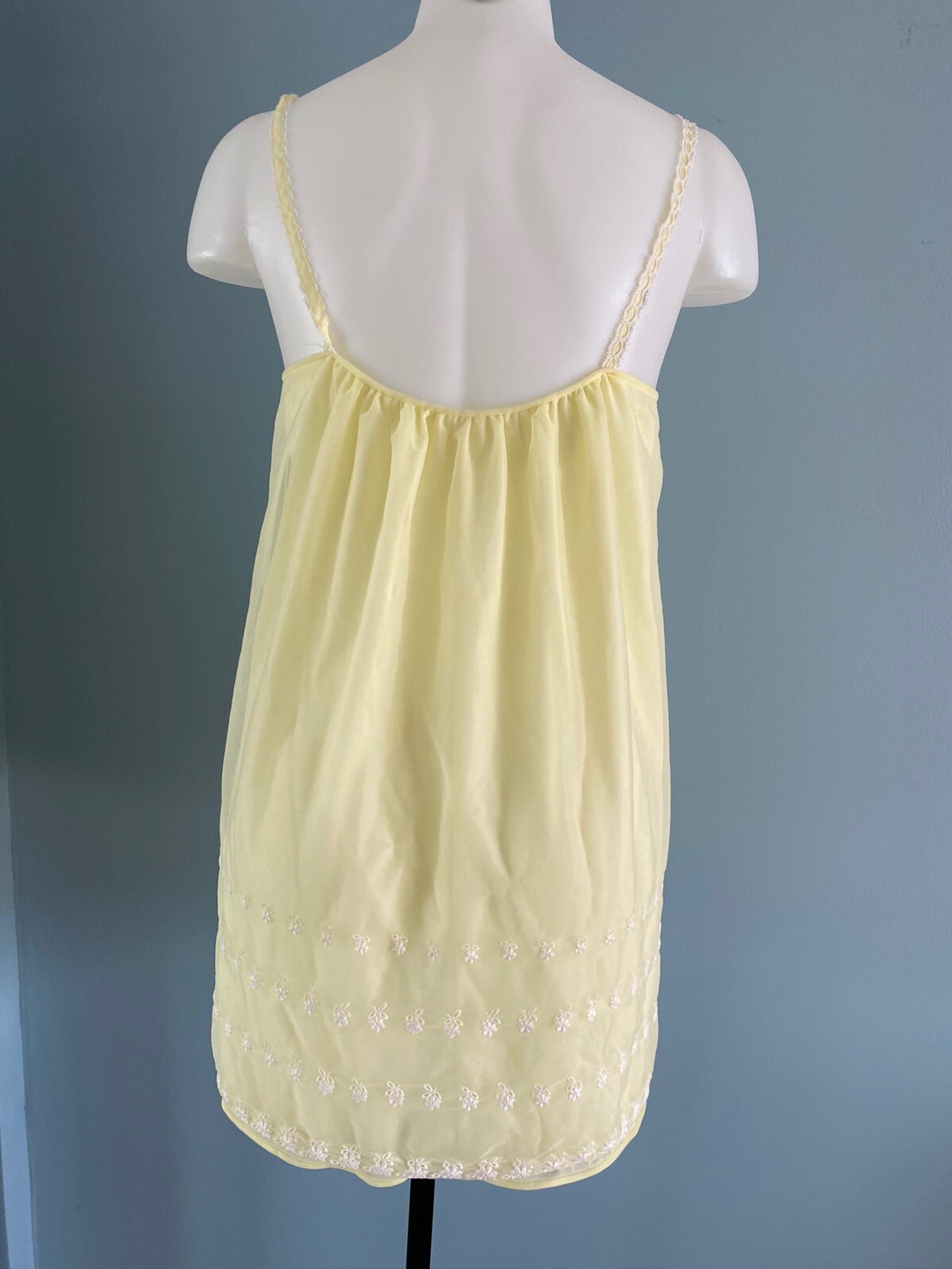 Vintage Tricot Nylon 50s Vasarette CHIFFON LACE Sheer Babydoll Nightgown Size S