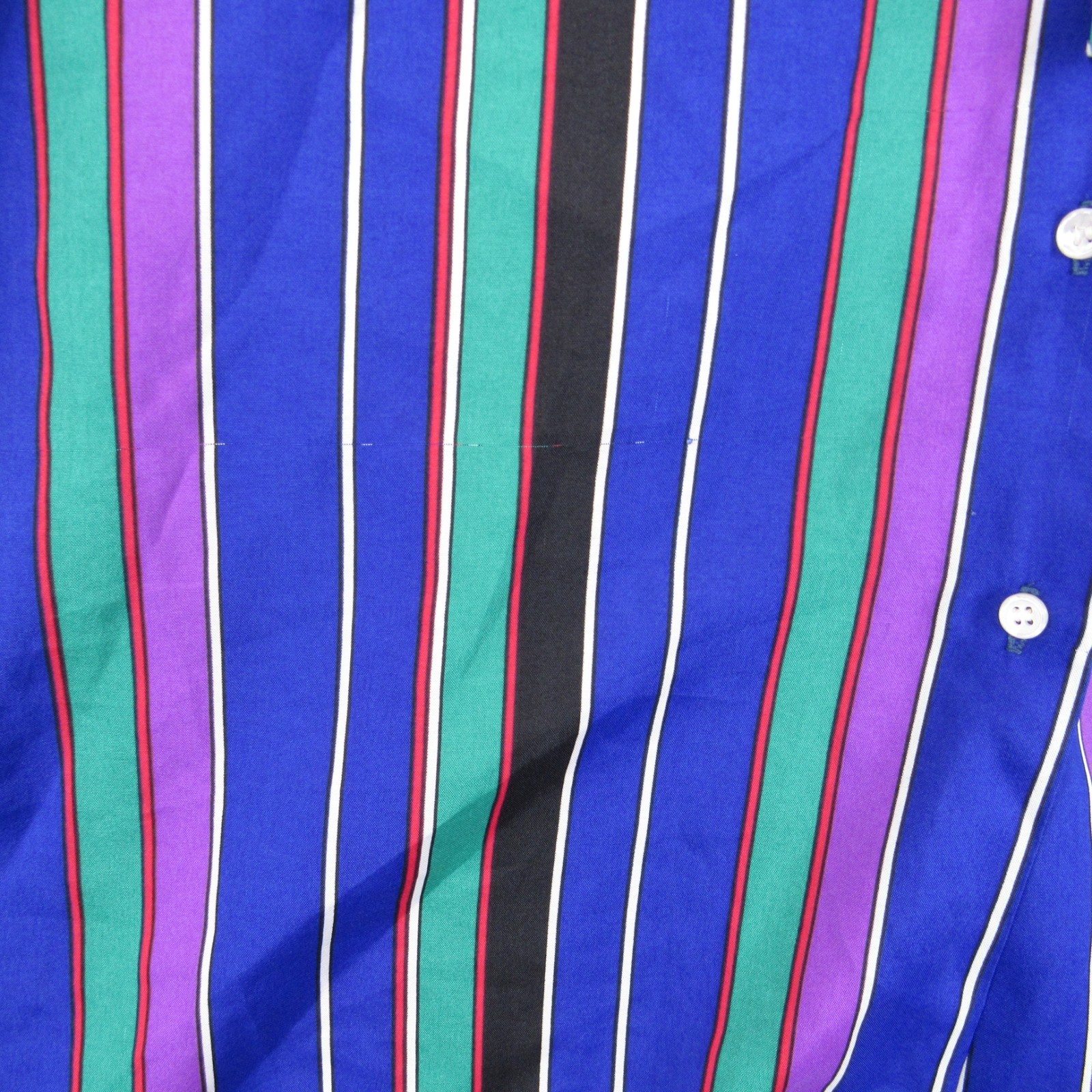 Vintage Laura Mae Woven Polyester Striped Retro Top Blouse Neck Bow USA