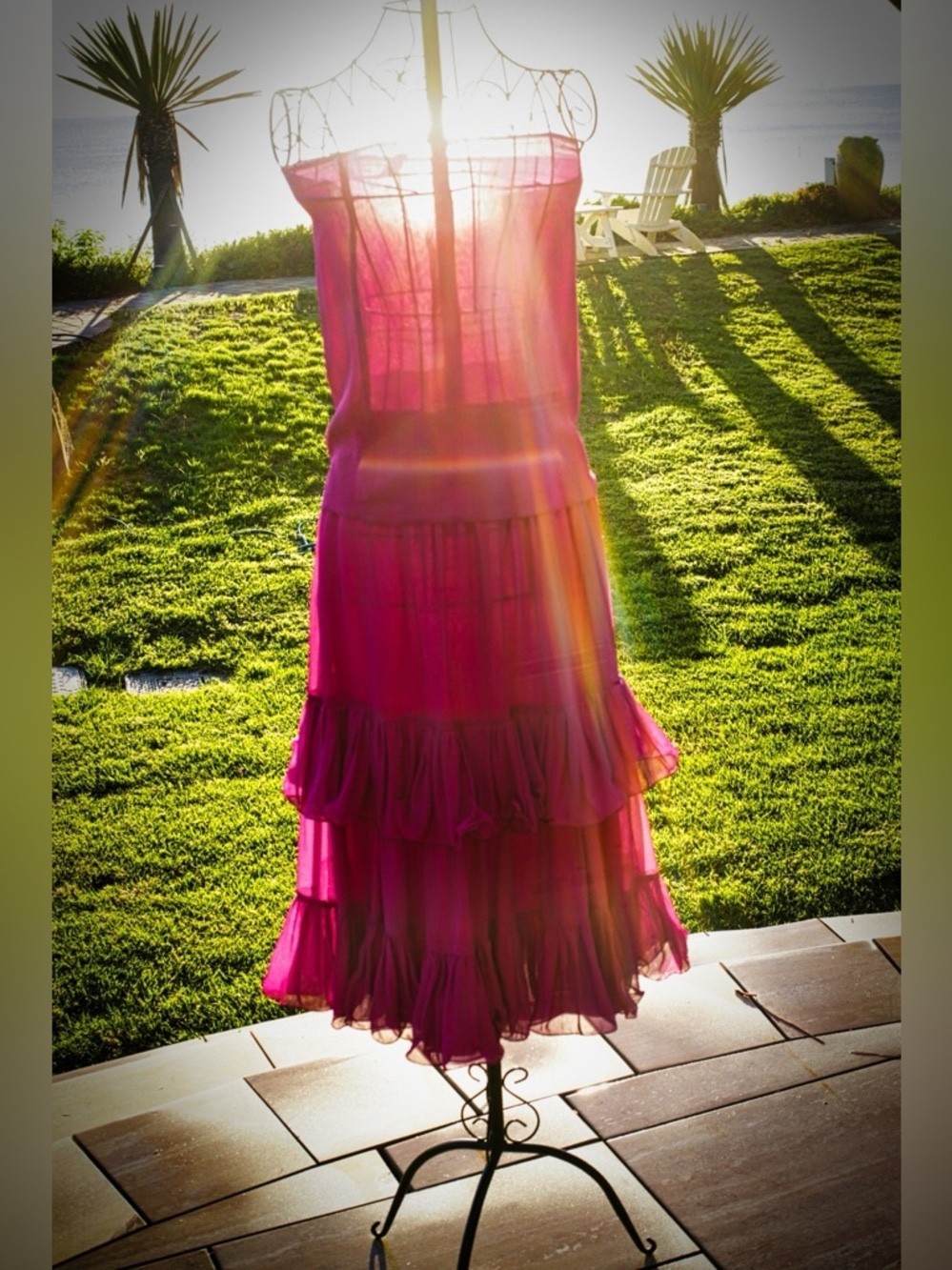 VINTAGE 1980s Pancaldi & B. Italy Silk Tiered Skirt Set – Size 0 (Fuchsia)