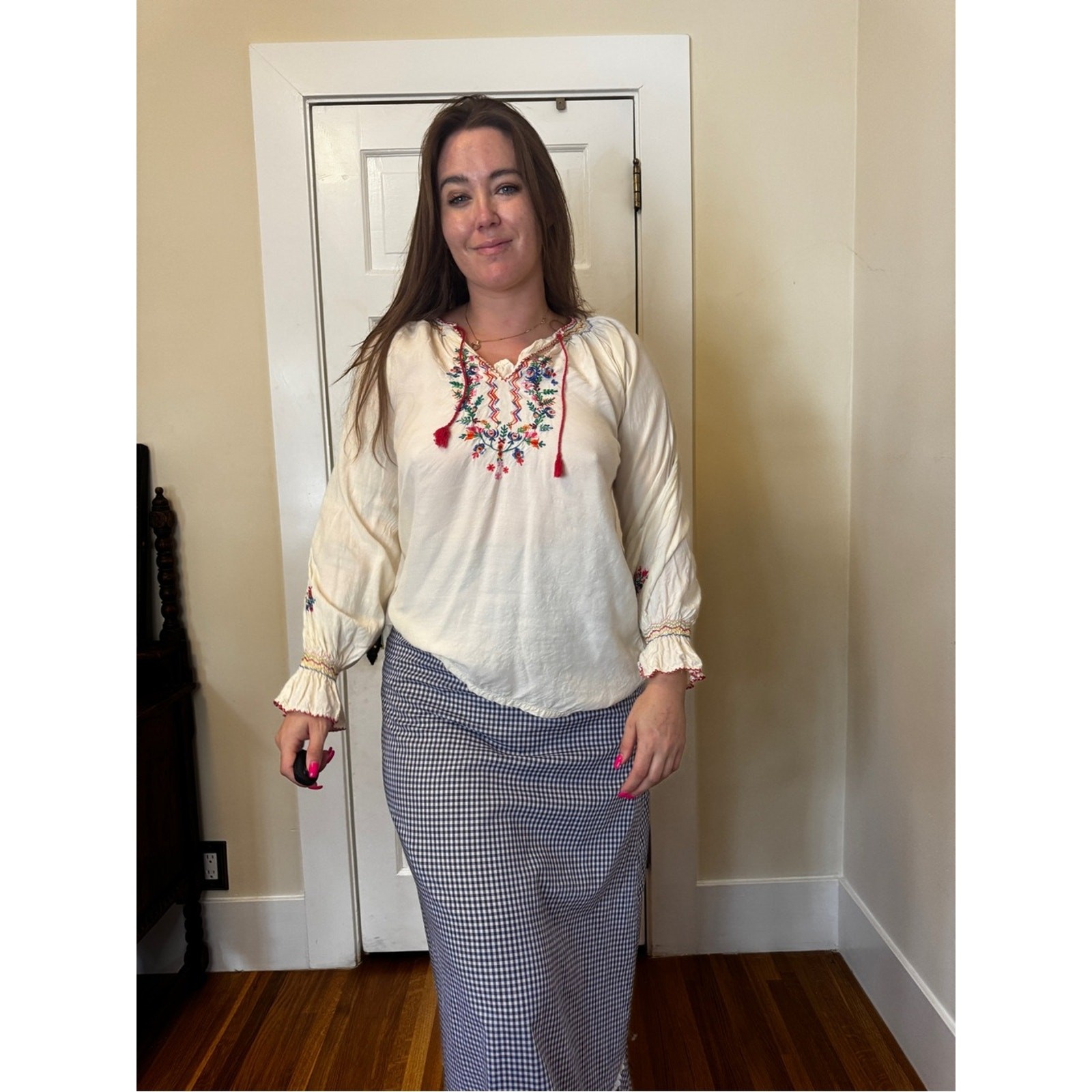 70s Vintage Indian Embroidered Peasant Blouse Sz M