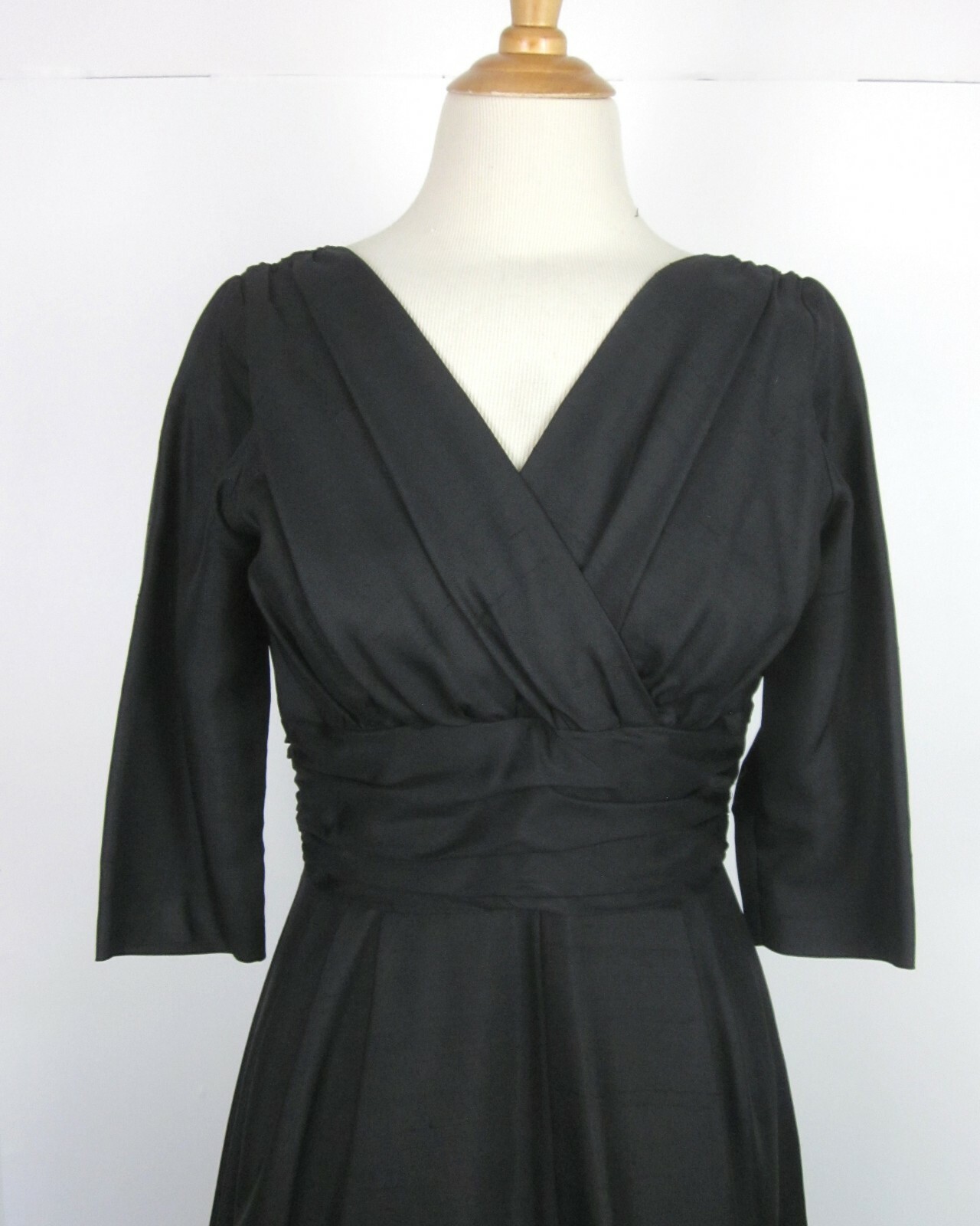 Vtg 50s Miss Elliette New Look Dress Fit & Flare Silk Shantung Layered Skirt